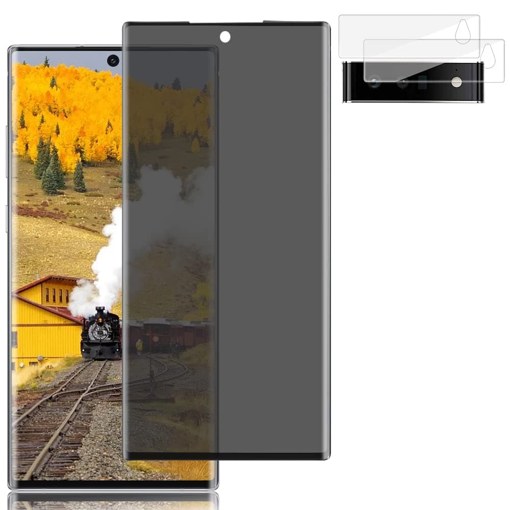 1+2 Pack for Google Pixel 6 Pro 5G Screen Protector +2 Pack Camera Lens Film [9H Hardness] [3D Full Coverage] [Bubble-Free] Privacy Tempered Glass Protection Film,for Google Pixel 6 Pro(6.7")