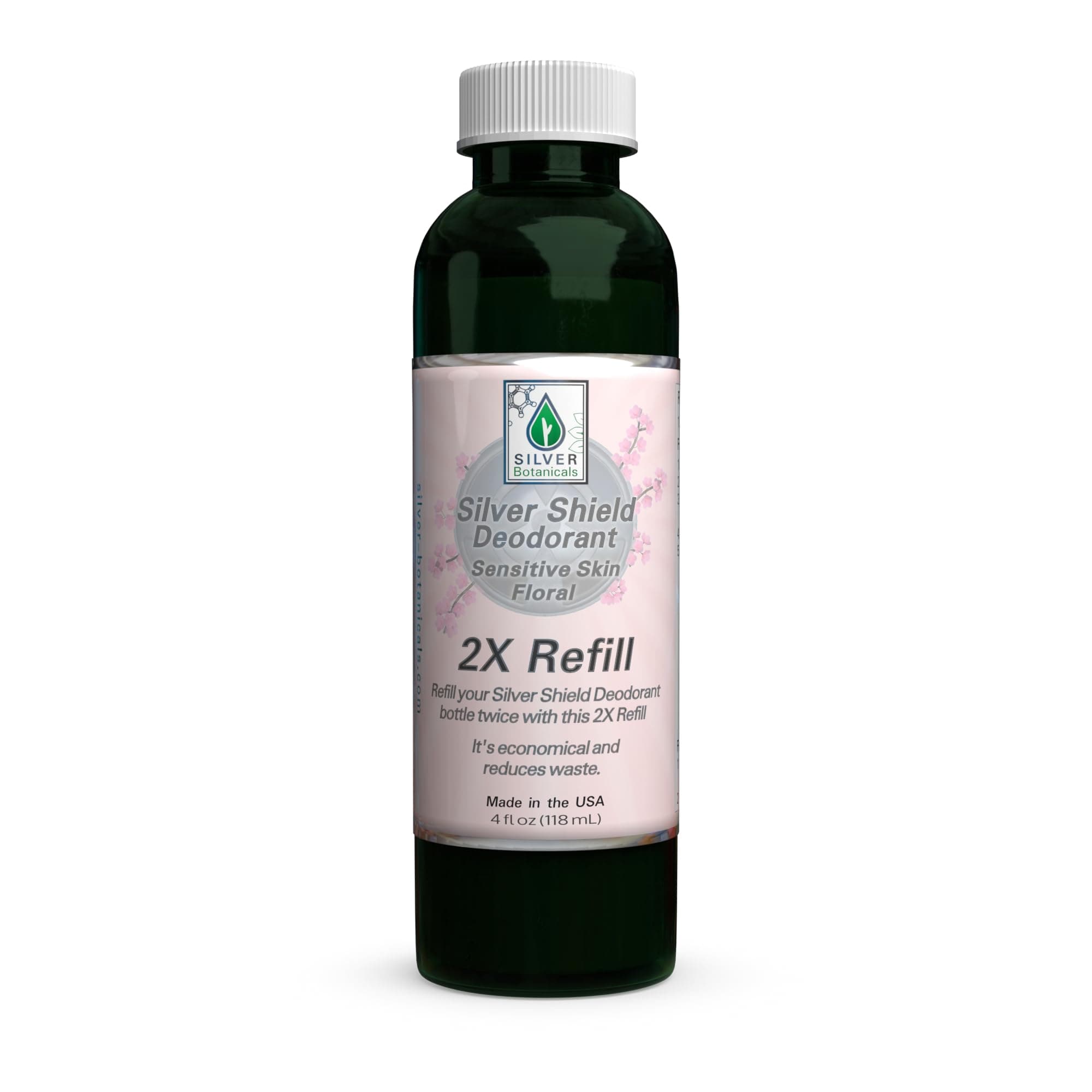 Silver Shield Deodorant - Sensitive Skin Formula - Floral Scent | All Natural Colloidal Silver Deodorant (2X Refill, 4 oz.)