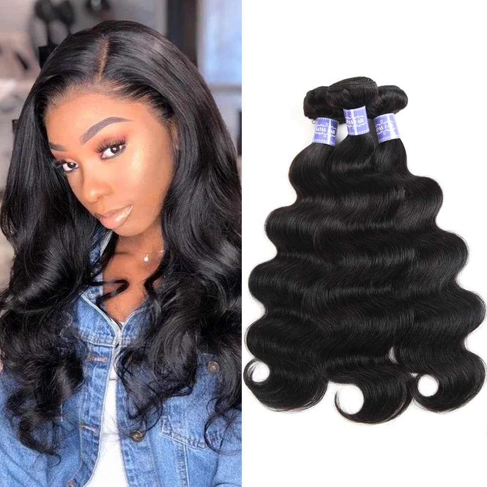 SAYAS Hair 10A Grade (18 18 20 Inch) 3 Bundles of Brazilian Body Wave Hair Bundles Weave Human Remy Virgin Hair Natural Black Color 300g total