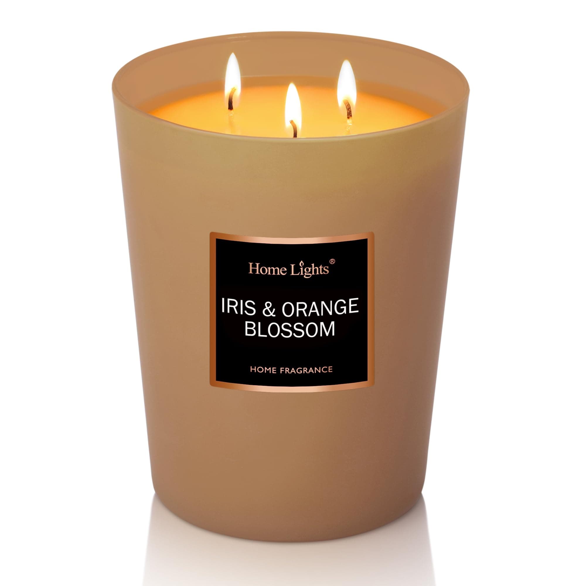 HomeLights Scented Candles | Large Jar Candle-33.3 Oz. Natural Soy Aromatherapy Candles | Up to 130 Hours Burn Time with 3 Cotton Wicks, Home Decorative Fragrance Candle Gift - Iris & Orange Blossom