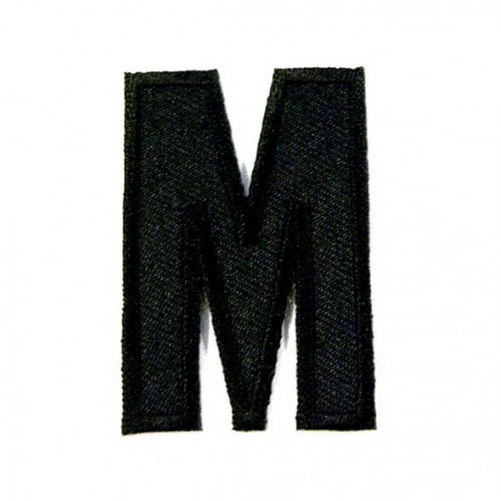 M English Capital Letter Character Alphabet 50mm Black Stripe Iron On Patch Embroidered Shirt Hat Clothing Jeans Jacket