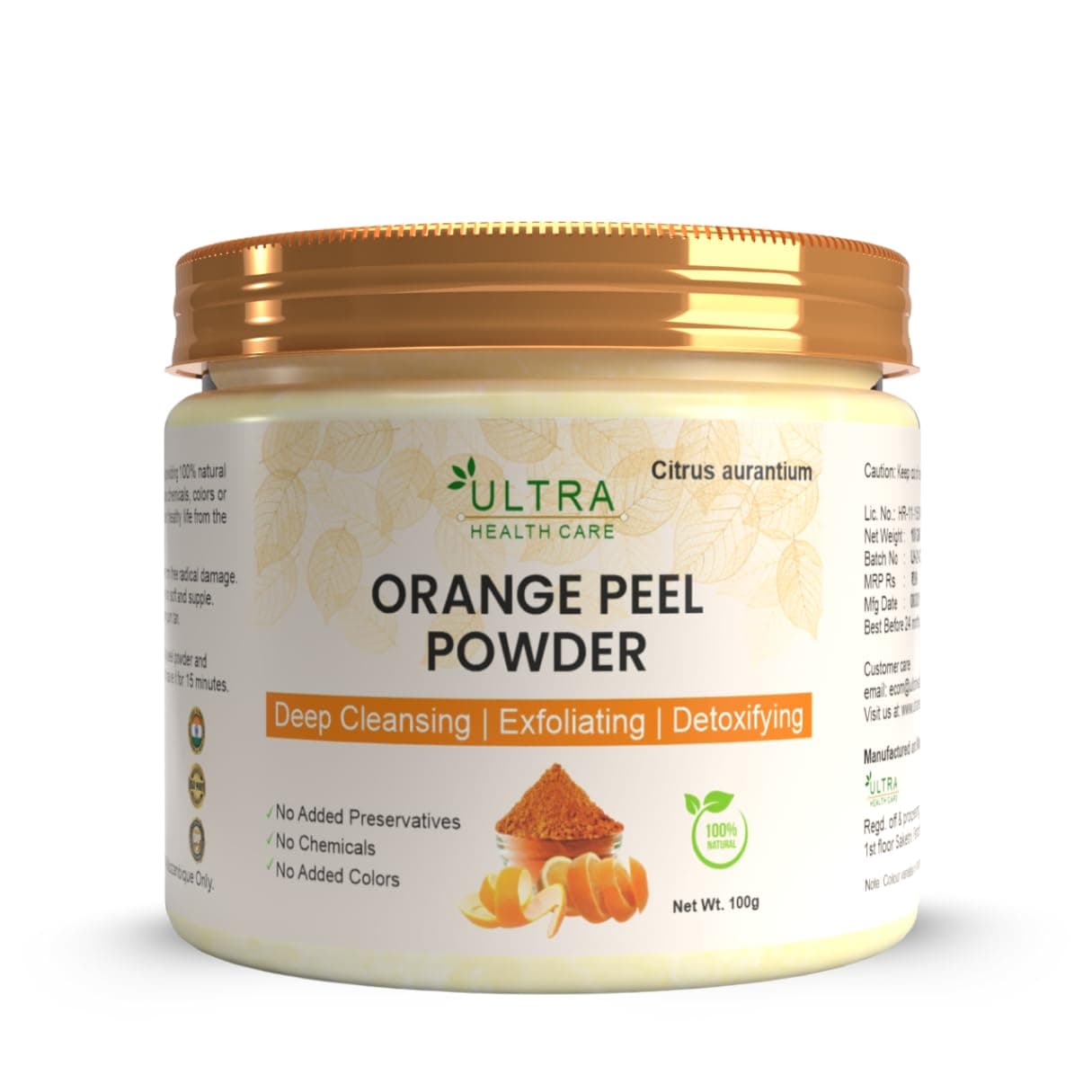 Orange Peel Powder | Face Pack, Face mask | For Oil Control, Tan Removal, Acne & Pimples, Glowing Skin -100 gm
