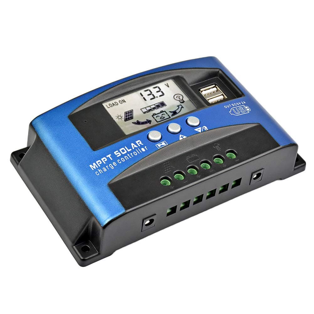 100A MPPT Solar Charge Controller with LCD Display Dual USB Multiple Load Control Modes,New Mppt Technical Maximum Charging Current (100A)