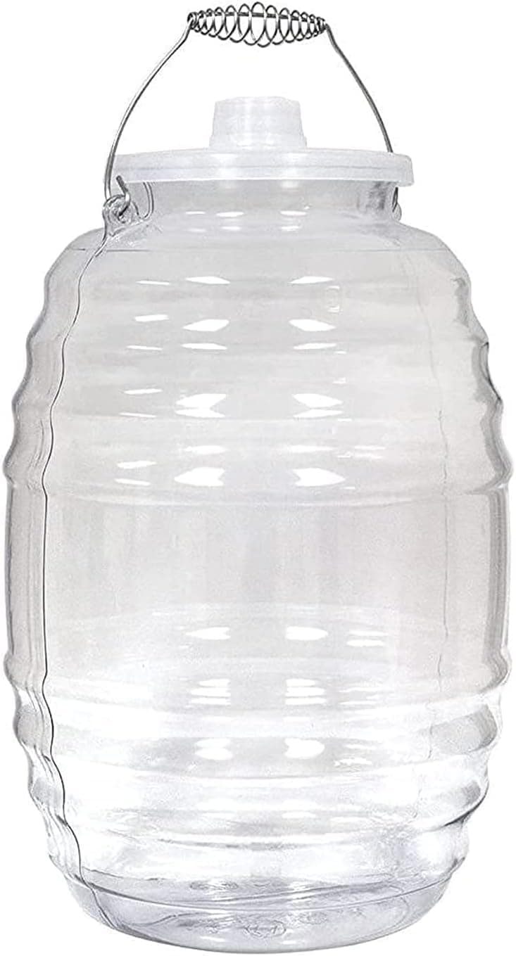Made in Mexico Mexican Clear Vitrolero with Lid 5 Gallon Jug for Aguas Frescas Juice Sun Tea or other Beverages with Lid 20 L Clear Food-Grade Plastic Container for Parties Reusable W/Metal Handle