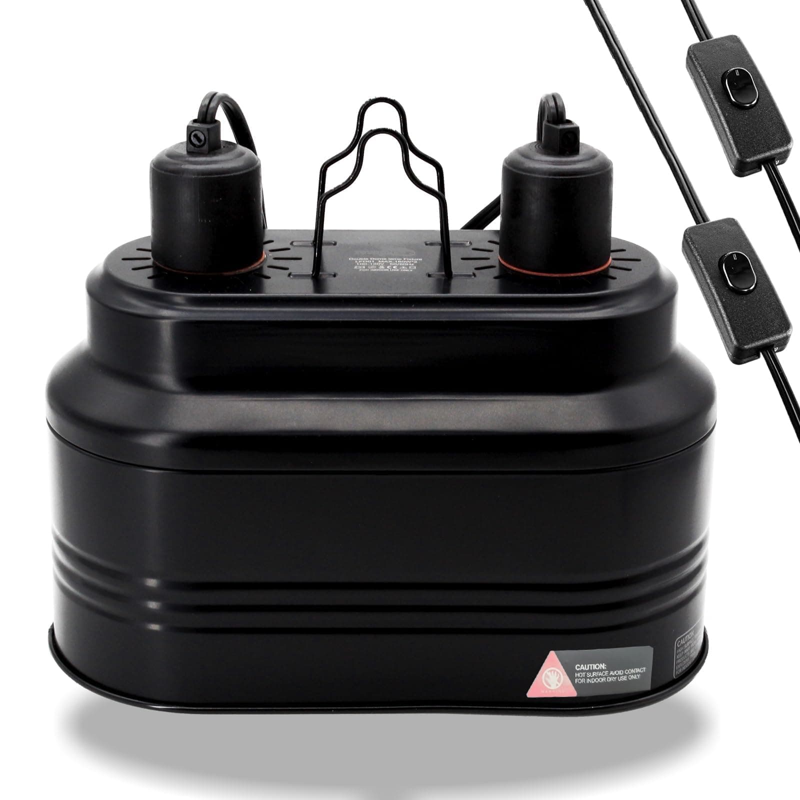 MECESOR Dual Reptile Lamp Fixture with Independent Switches, UVB & Basking Bu...