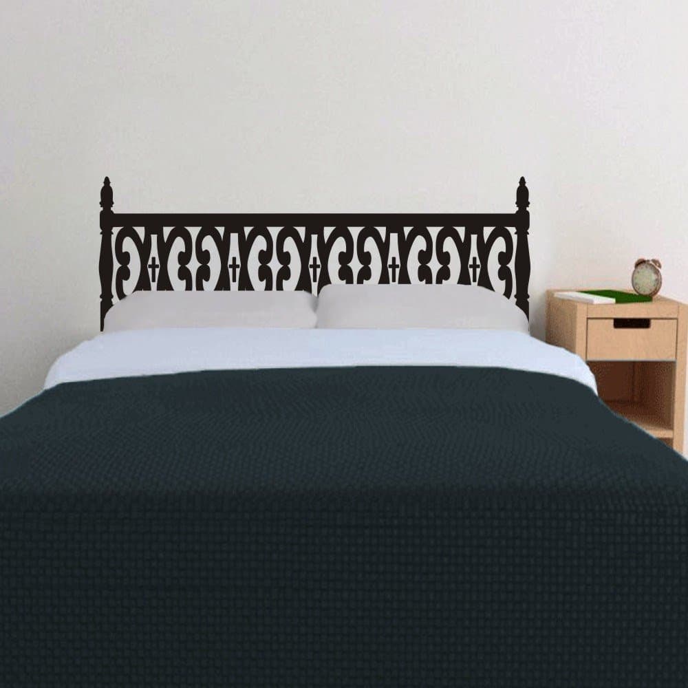 Bedroom Wall Decal Carved Wood Sticker Headboard Bed Wall Decal £¨NOT Real Headboard (Black, Full)