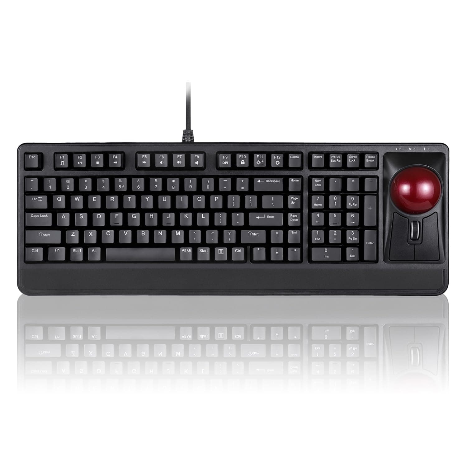 Perixx PERIBOARD-522 Wired Trackball Mechanical Keyboard, Built-in 2.17 Inch Trackball with Pointing and Scrolling Feature, US English Layout