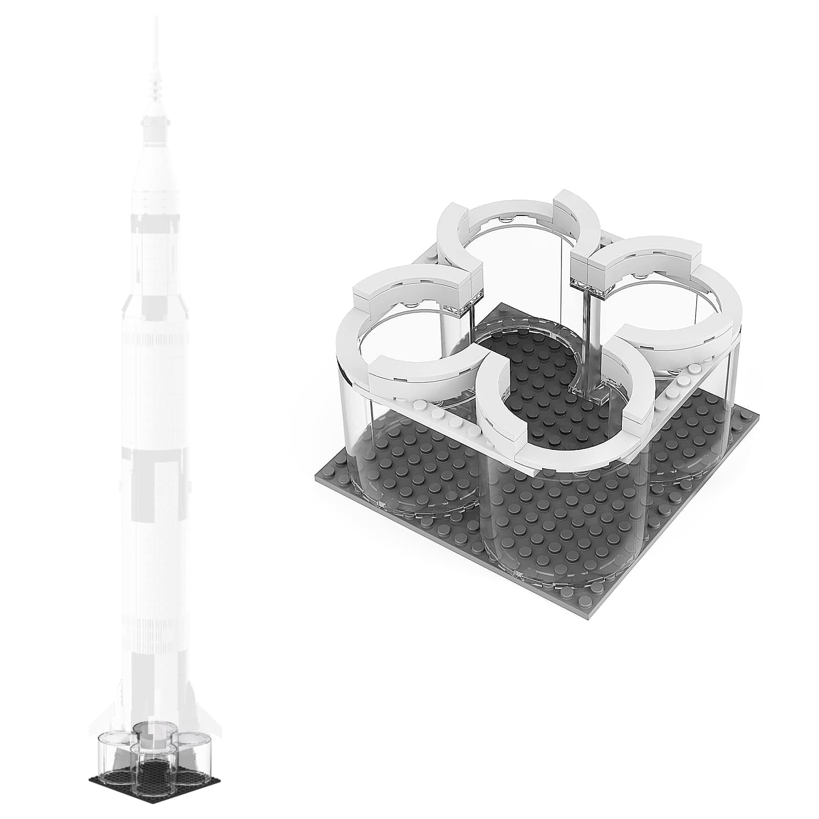 Launch Platform for Lego NASA Apollo Saturn V 21309 & 92176 Outer Space Model Rocket Science Building Kit, Creative Project Model Building Blocks (53 Pieces)
