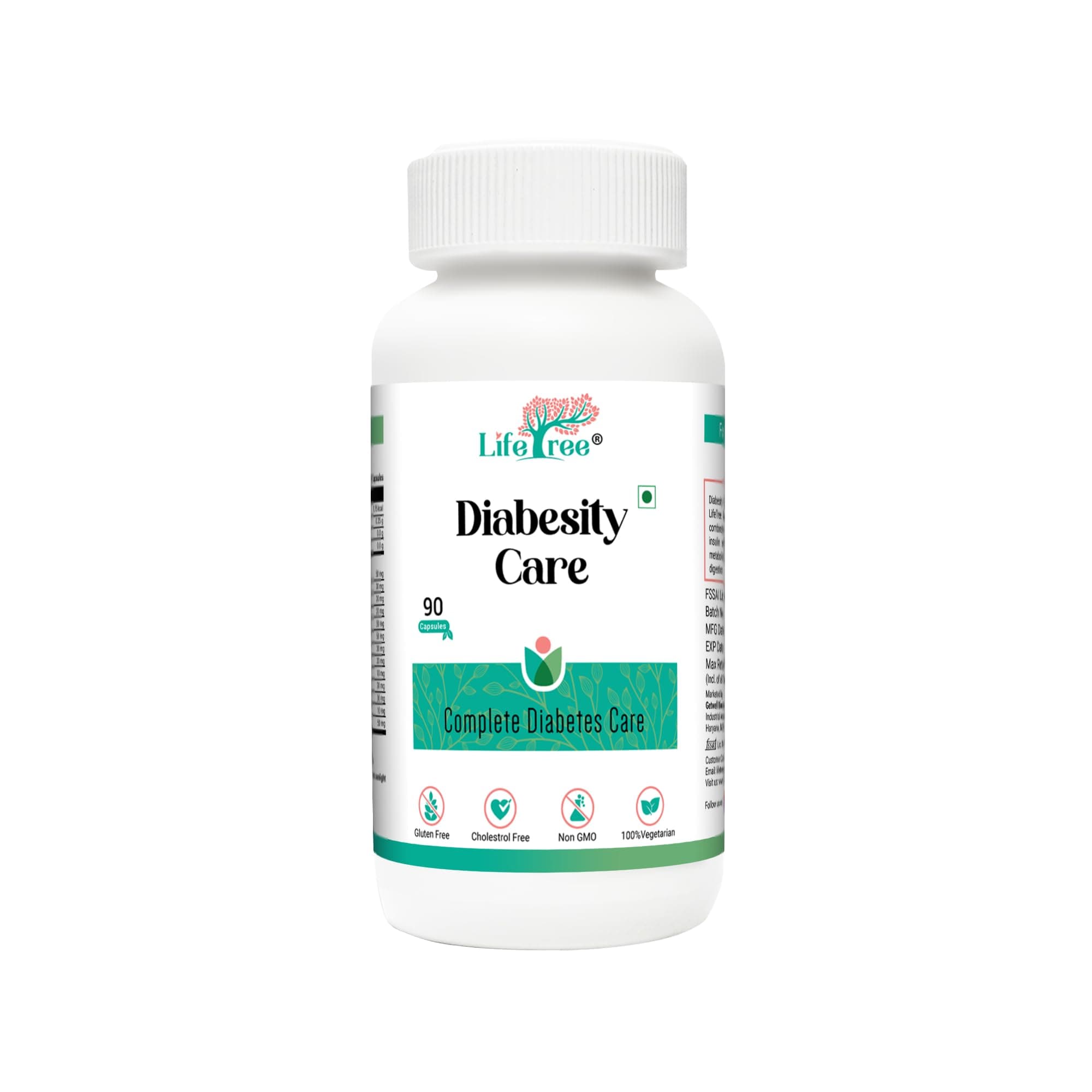 LifeTree Diabesity Care Capsule - Single Formula to Manage Diabetes & Obesity both | 13 Herbs Supplement with Vijaysar Karela Jamun Neem, Bael
