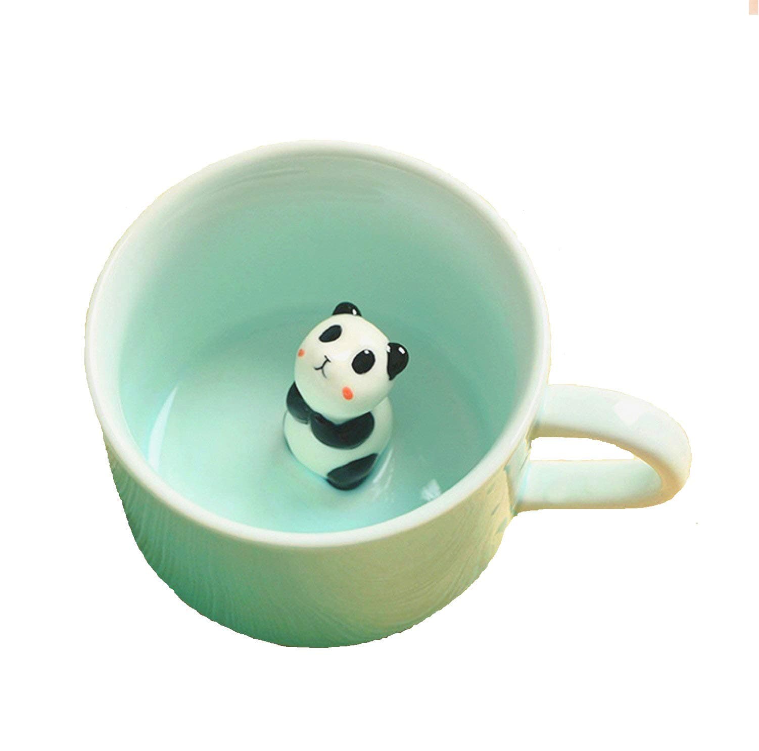 Panda Surprise 3D Coffee Mug Cute Cartoon Animal Ceramics Cup Baby Animal Inside, Best Office Cup & Birthday Gift 8 OZ (3D PANDA CUP)
