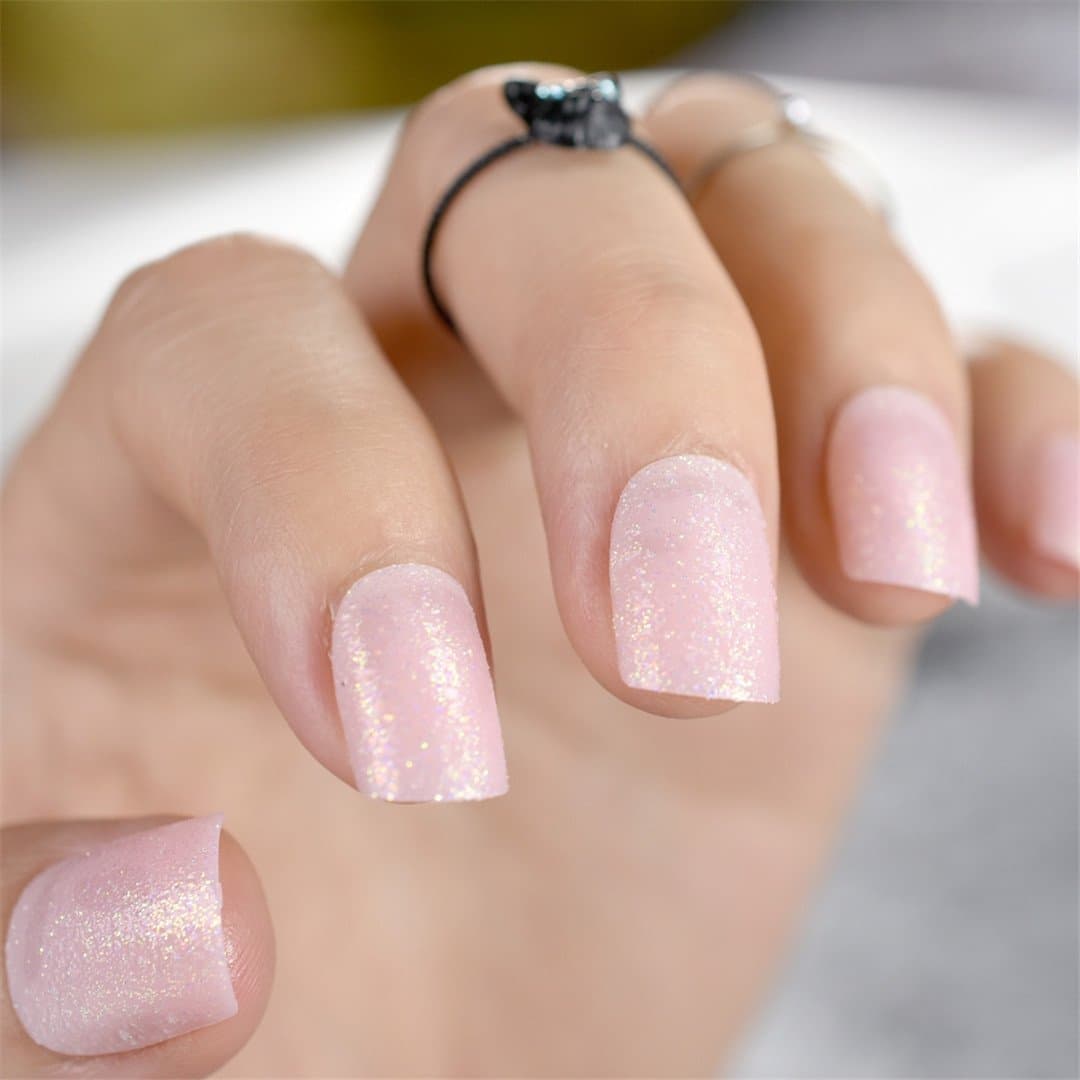 Short Oval UV Gel Fake Nails Shiny Fade White Round Nails DIY Manicure Decoration Tips 24Pcs Z768