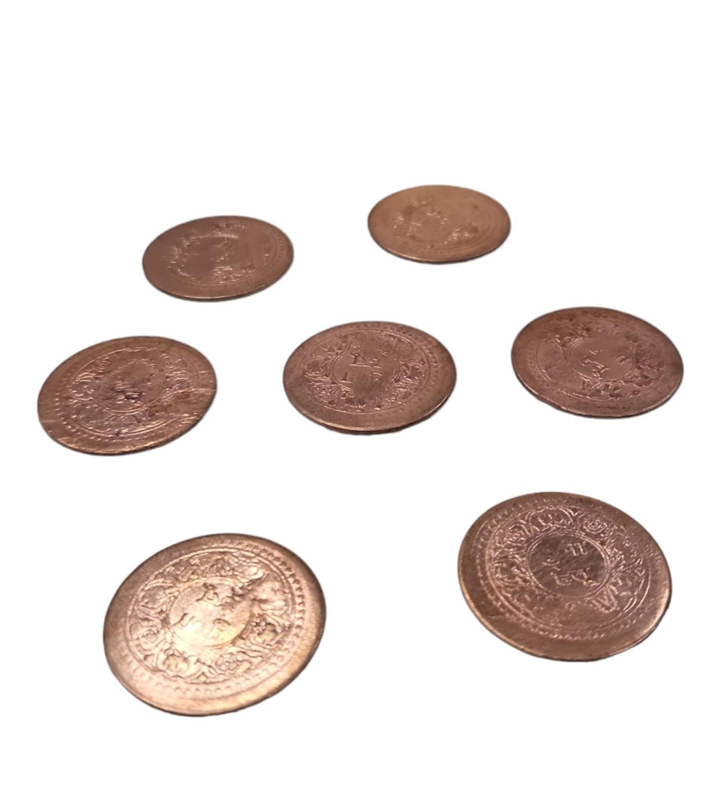 Siddh Auspicious Copper Coin for Pooja, Astrological and Lal Kitab Remedy | Prosperity and Spiritual Abundance at Home and Office | Pack of 7