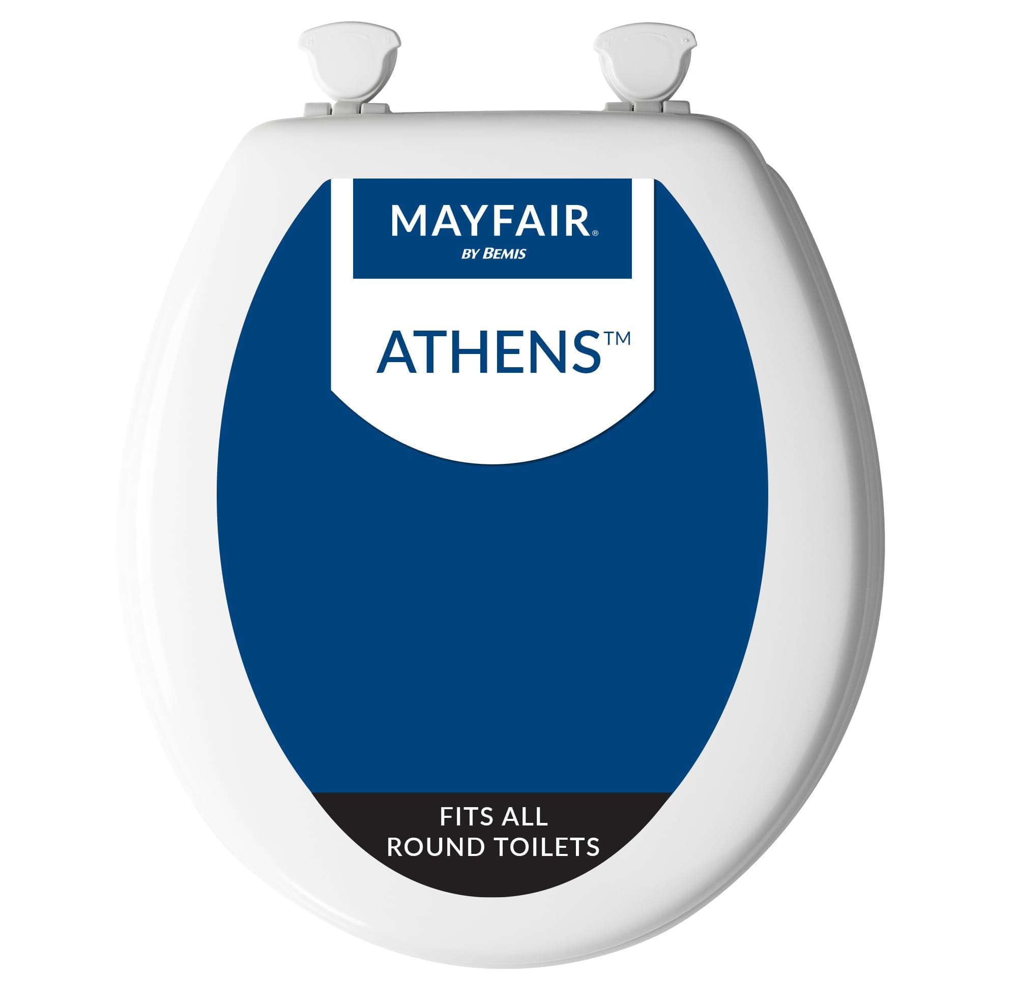 Athens Toilet Seat, Easy Clean Hinges and Durable Wood Seat, Round, White