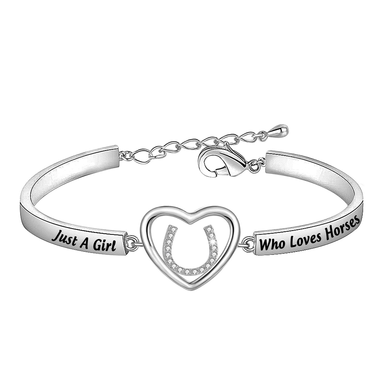 FEELMEMGirls Horse Jewelry Just A Girl Who Loves Horses Horseshoe Charm Bracelet Horse Women Riding Gift for Cowgirl Equestrian Horses