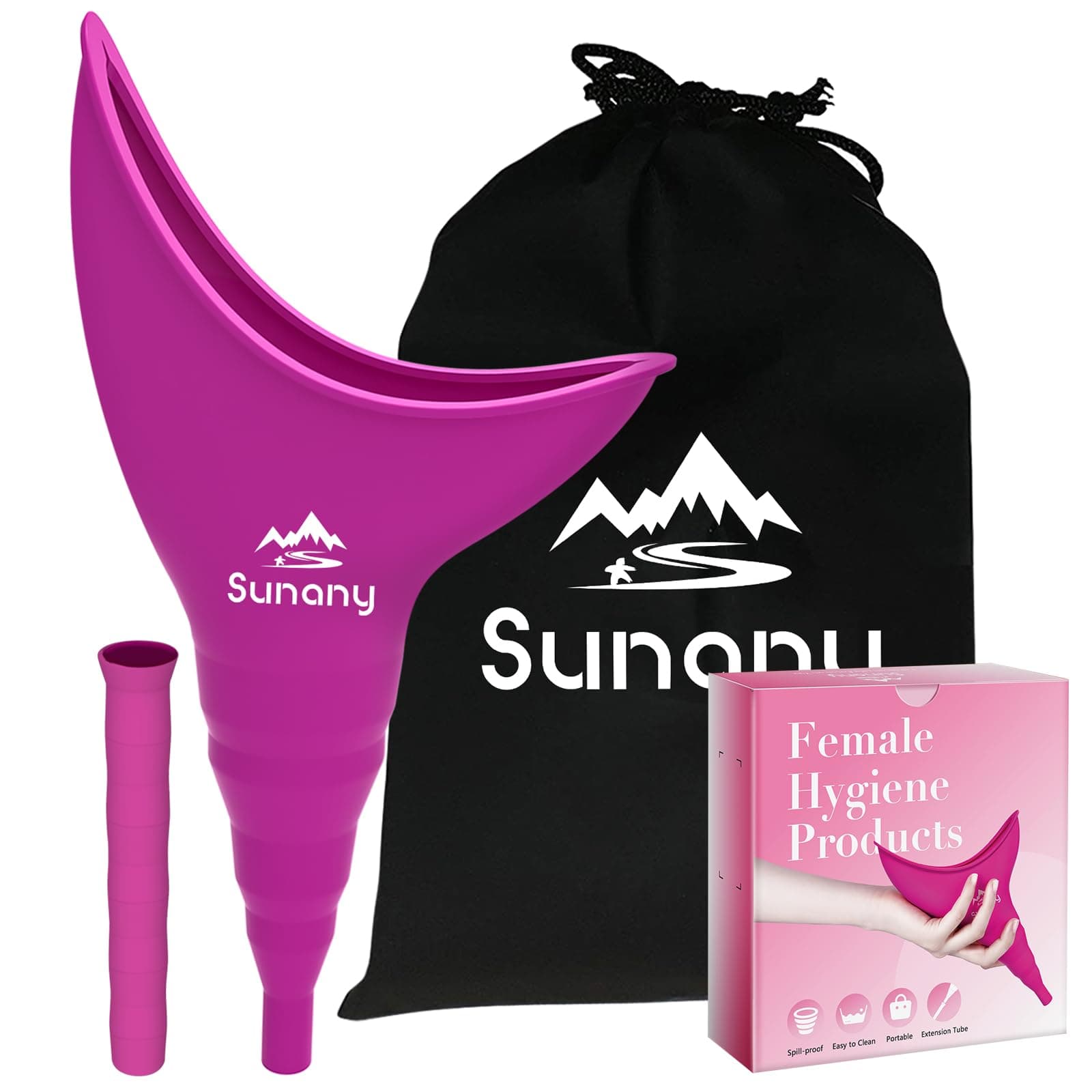 Sunany Female Urination Device,Reusable Silicone Female Urinal Foolproof Women Pee Funnel Allows Women to Pee Standing Up