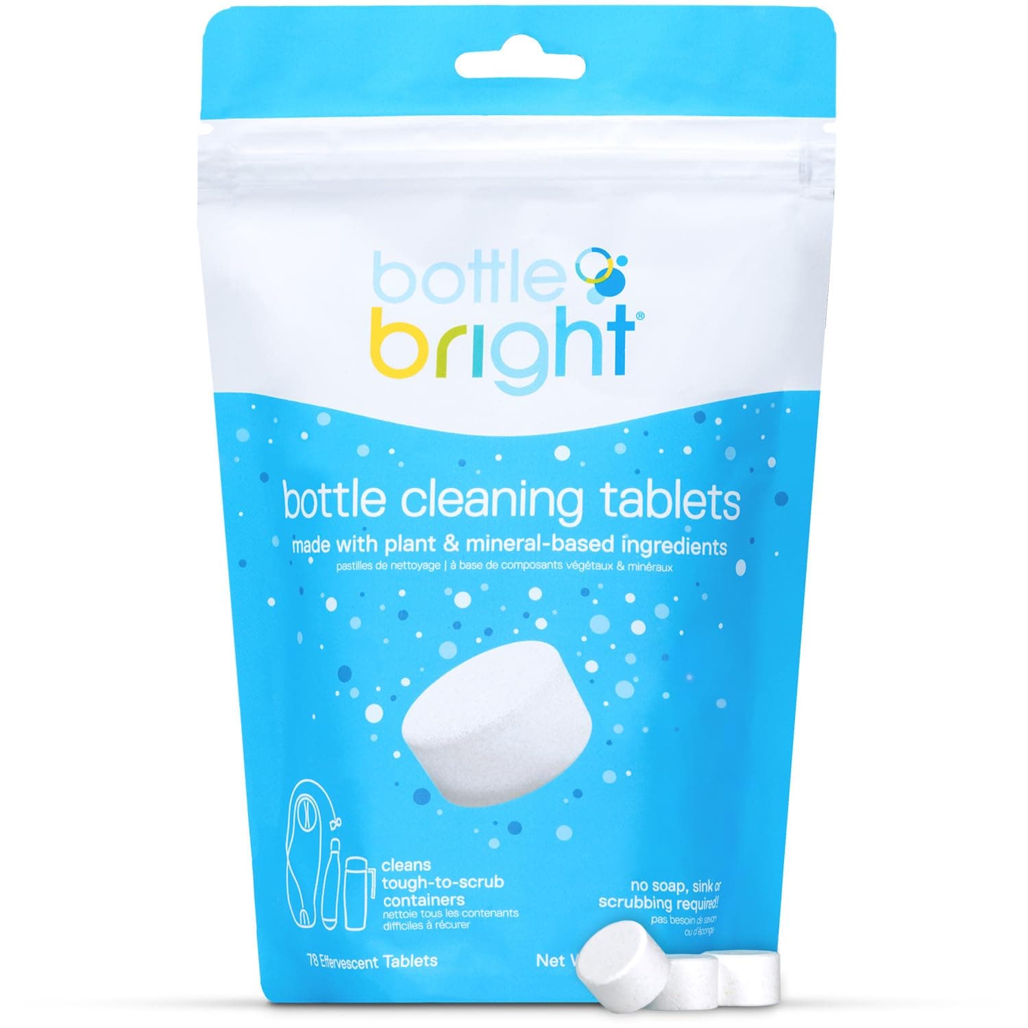 Bottle Bright - Clean Stainless Steel, Thermos, Tumbler, Insulated and Reusable Water Bottles – Cleaning Tablets are Easy and Safe to Use