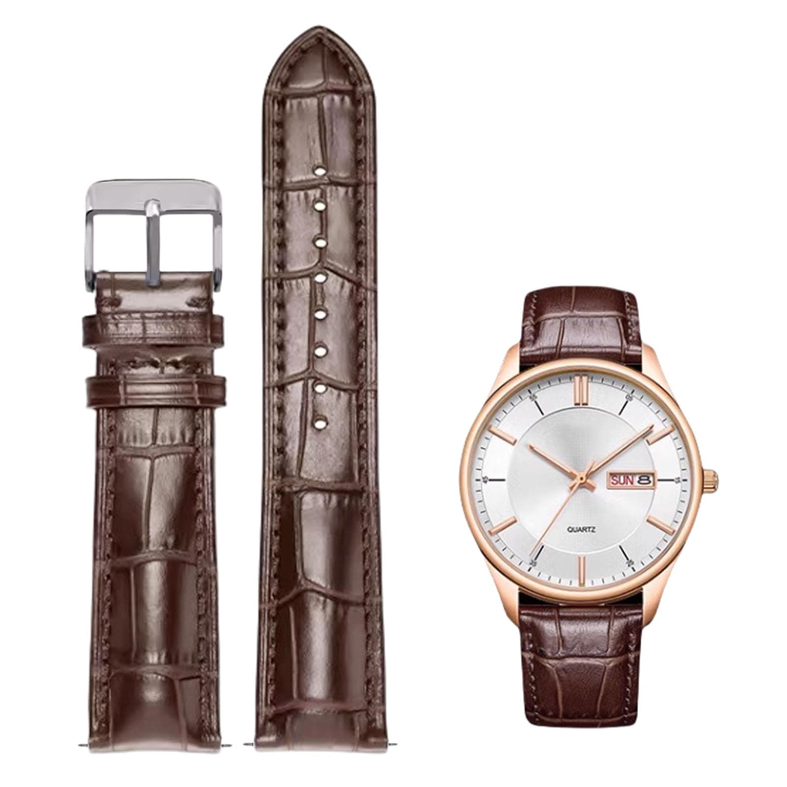 Quick Release Genuine Leather Watch Band Italian Alligator Grain Calfskin Business Casual Universal 12 to 24mm Men Women