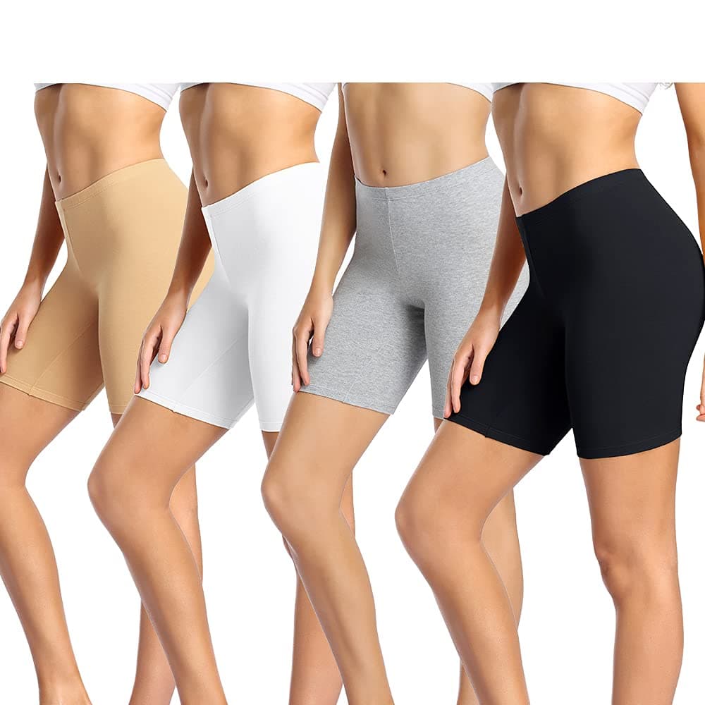 Ladies Anti Chafing Shorts Womens Boxers Underwear Cotton Cycling Shorts Leggings for Under Dresses 4 Pack