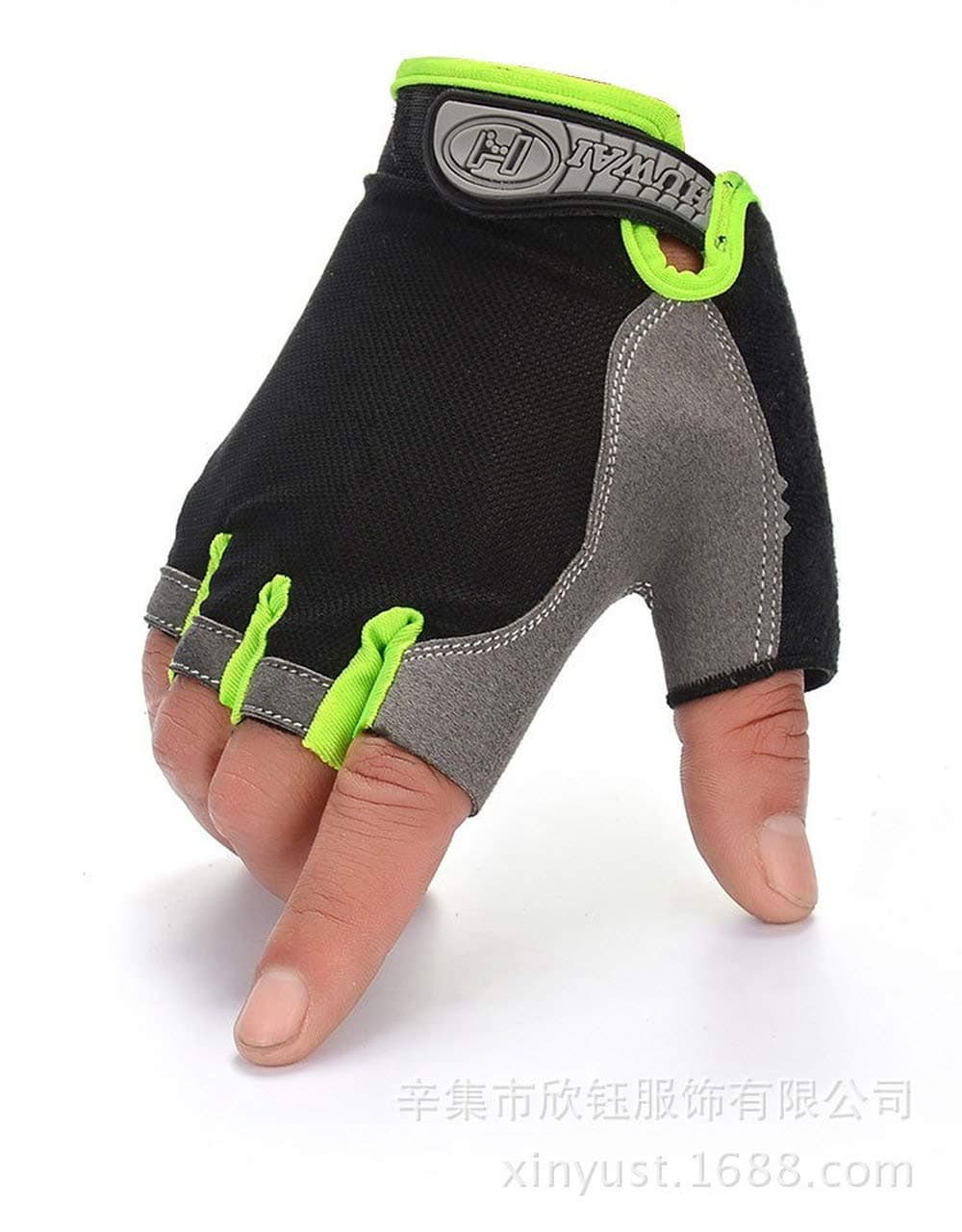 HMJY Cycling Gloves Half Finger Non-Slip Shock Absorption Suitable for Motorcycle Fitness Fishing Choice for Women Men-Greed-L:3.54" 9cm