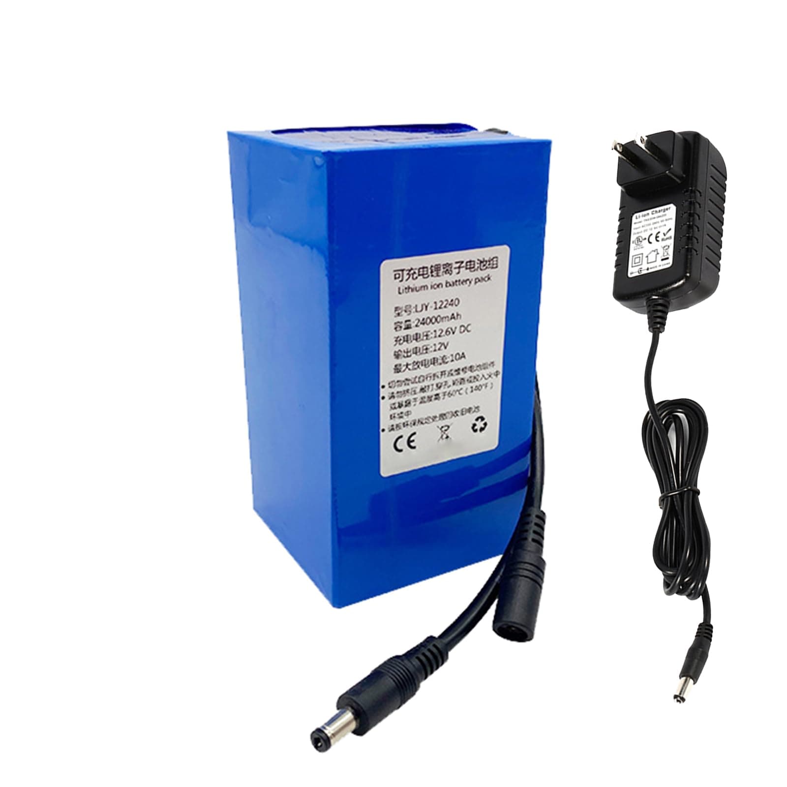 DC 12V Rechargeable Li-Ion Battery 12 Volts Lithium Battery Pack for 12V Power Device Portable Polymer Lithium Battery with Charger