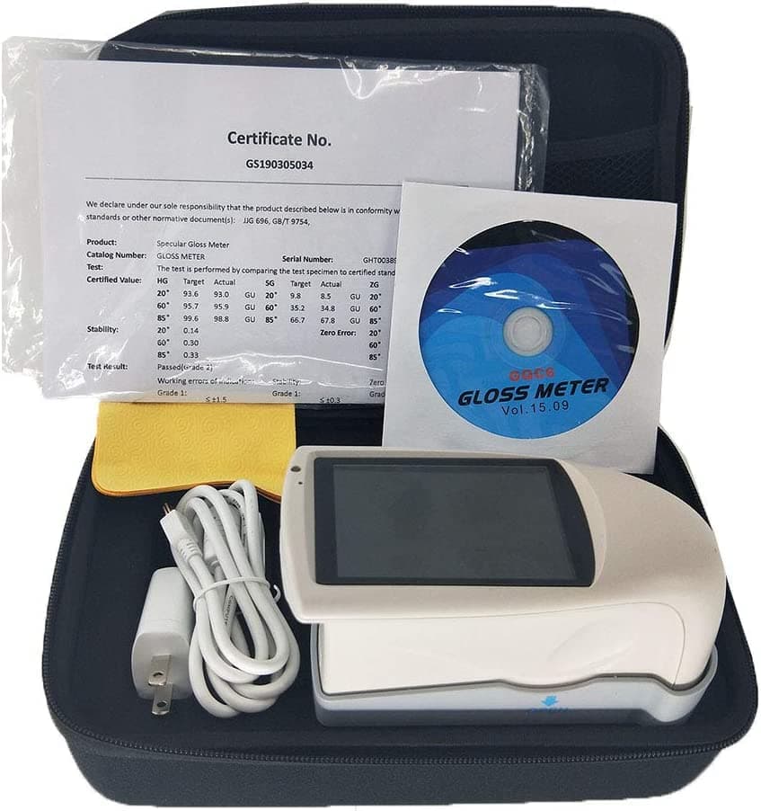 Tri-Angle Gloss Meter with 3 Angle 20 60 85 Degree Glossmeter with 60 Degree Range 0 to 1000GU Data Storage Function