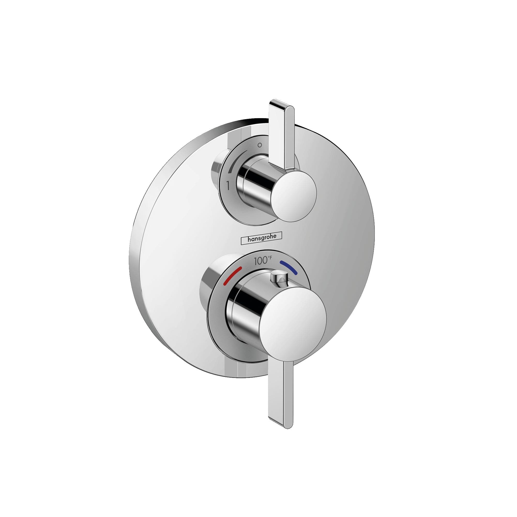 Ecostat S Modern Minimalist Volume and Auto Temperature Control 2-Handle Thermostatic Shower Valve Trim with Diverter in Chrome, 15758001