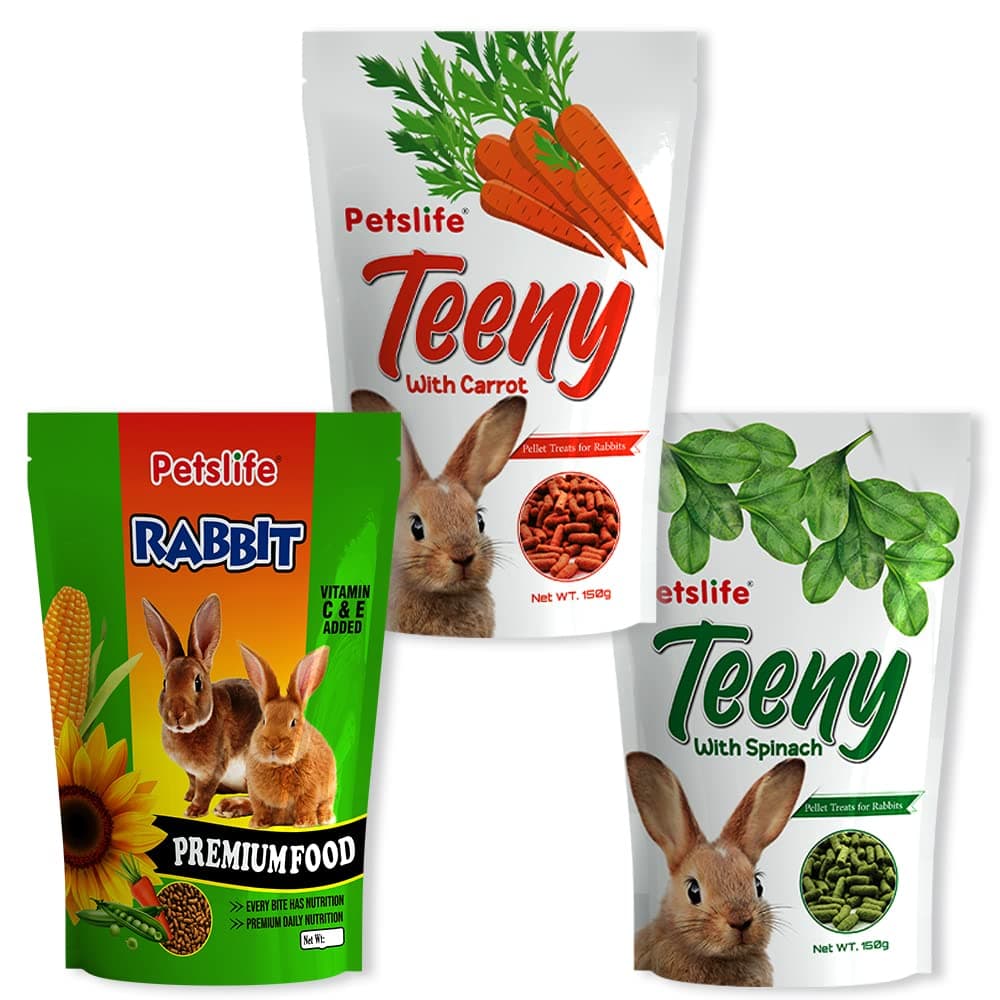 Petslife Rabbit Foods - Fortified and Treat Foods fas Daily Food for Rabbits - Perfect for Training and Good Health (Combo Food 1.3kg)