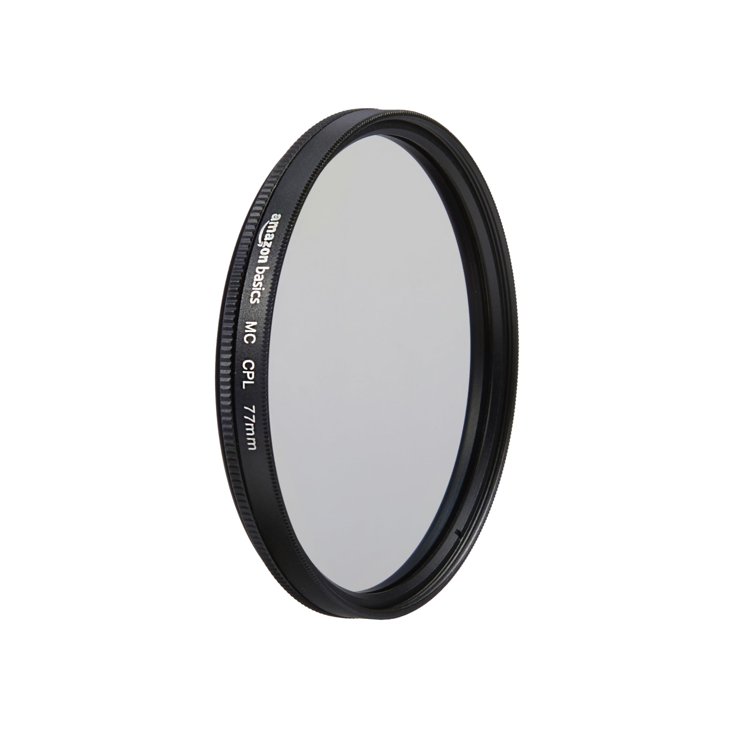 Amazon Basics 77 mm Circular Polarizer Protection Filter for Deeper Colours, Glare and Reflection Reduction, Multi-Coated, Protects from Dust, Dirt and Scratches