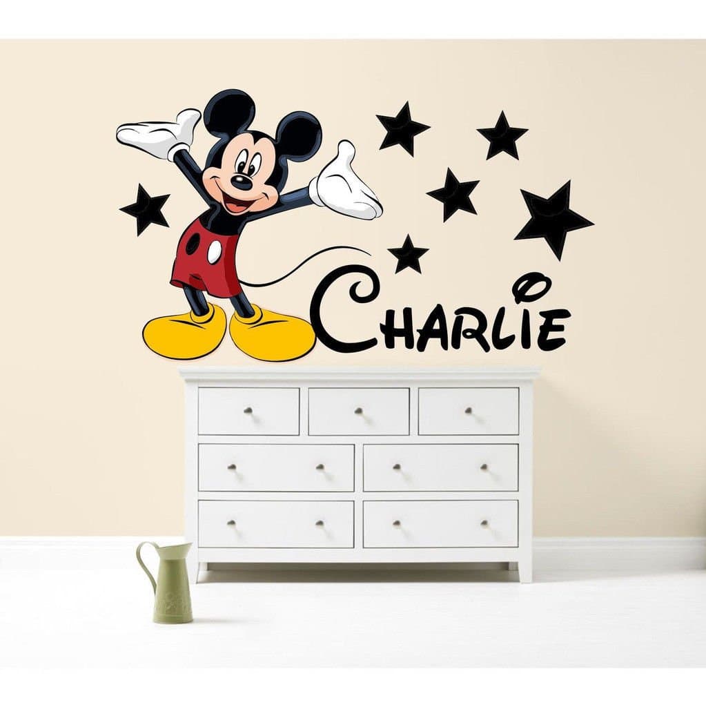 Mickey Mouse Wall Sticker Personalised Colour Disney Boy's Bedroom Decal Art (Medium - Width 70cm)