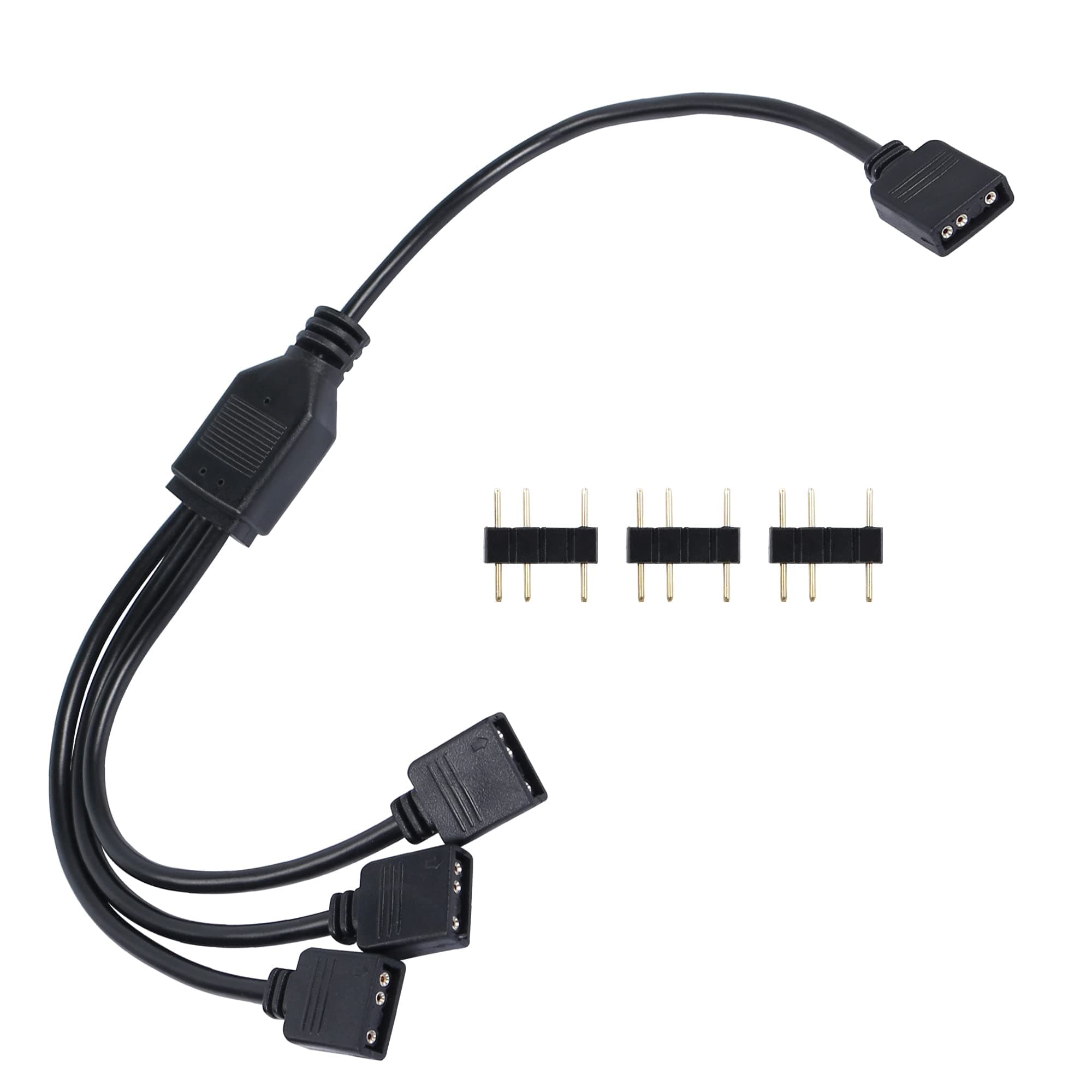 YACSEJAO ARGB Splitter Cable 5V 3Pin Addressable RGB 1 to 3 Splitter Cable with Male Pins for Computer Chassis, CPU Cooler and 5V ARGB Fan