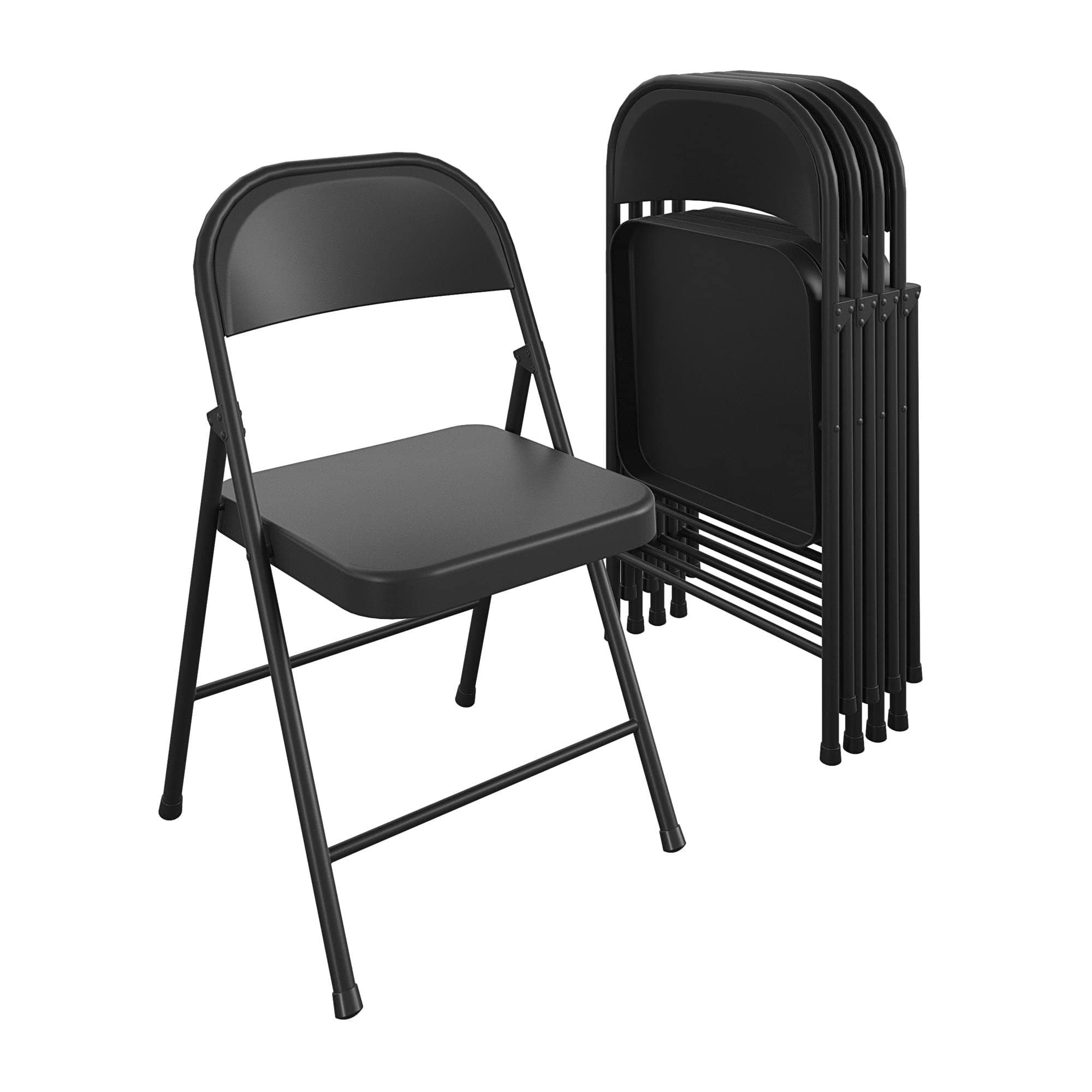 SmartFold All-Steel Folding Chair, 4-Pack, Black