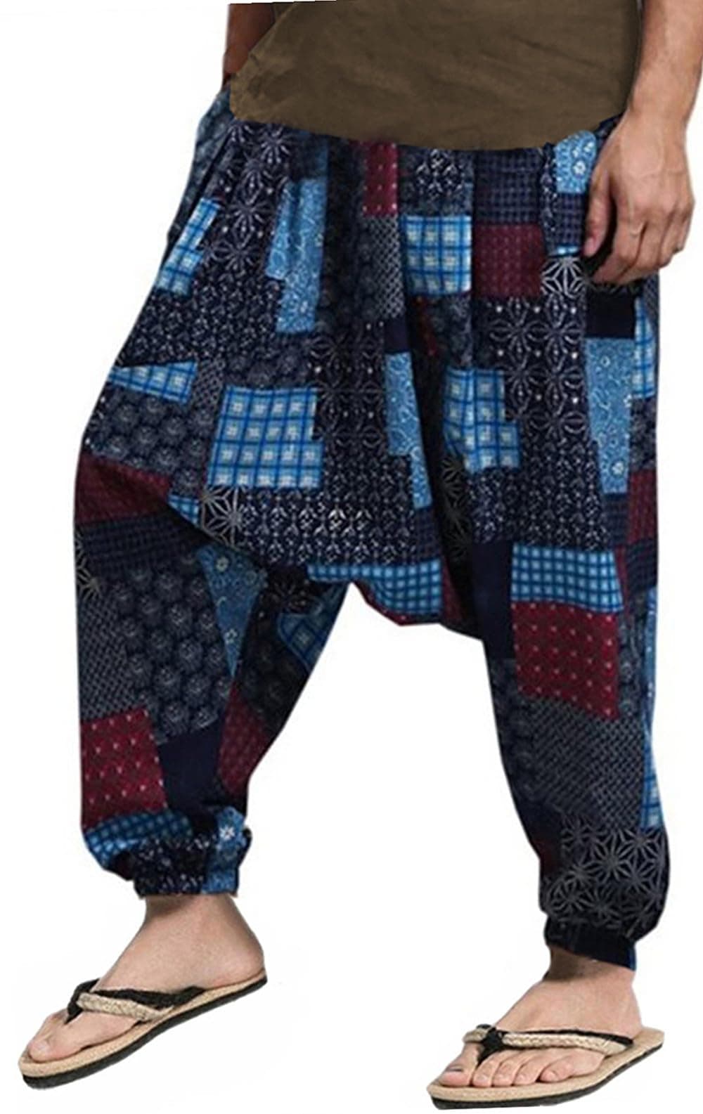 Mens Womens Harem Pants Loose Fit Boho Yoga Hippie Aladdin Drop Crotch Trousers