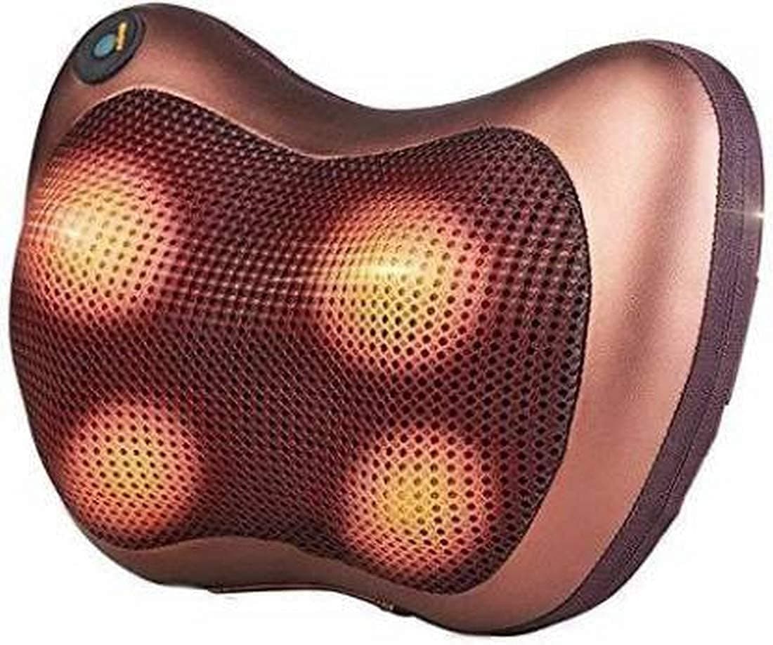 Electric Car Massager Pillow Cushion, Heating Health Care Vibration Relaxation Therapy, Home & Multifunction Use Neck & Shoulder Waist Massage Cushion Back/Foot/Deep Massager Pillow(Brown)