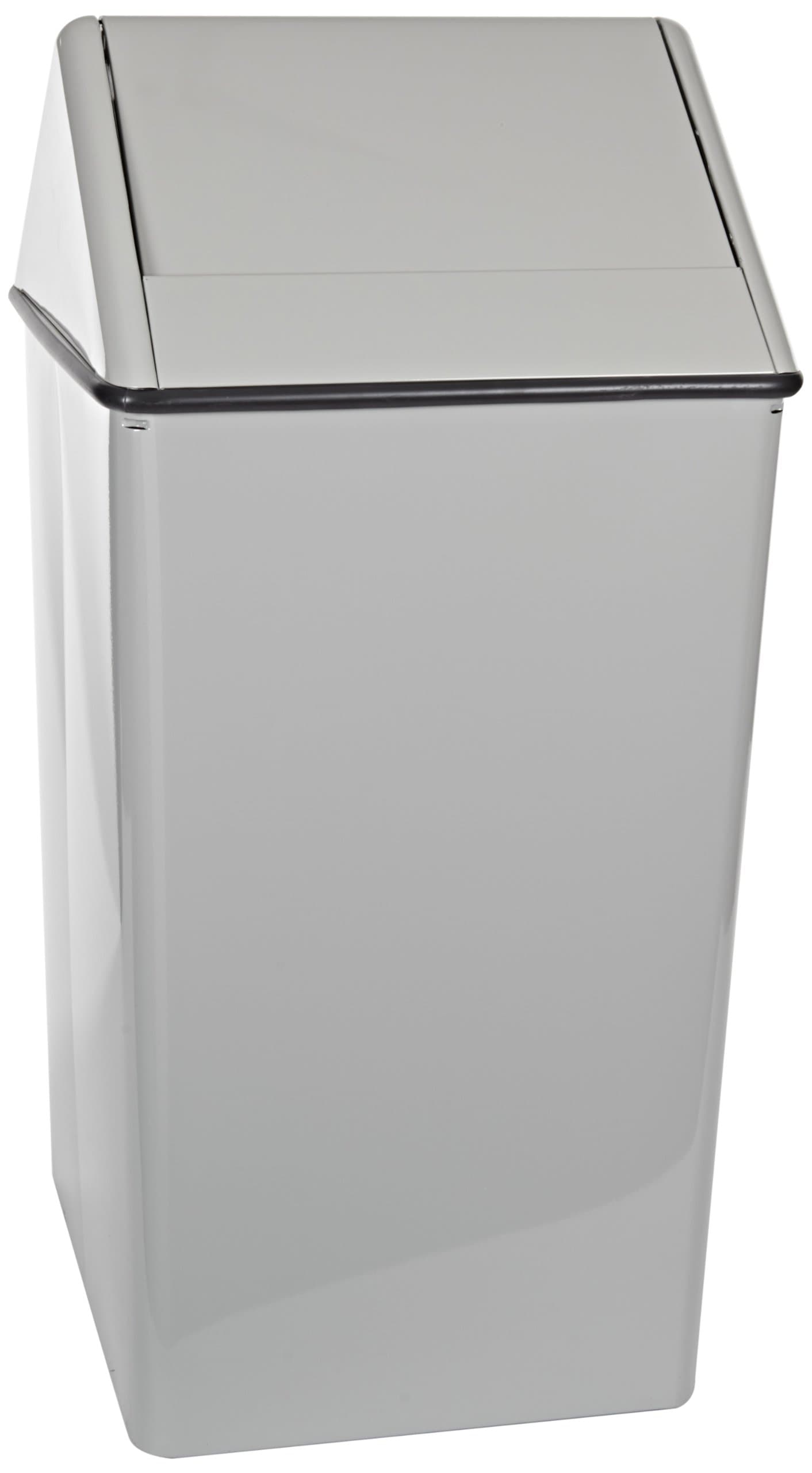 Witt Industries 1411HTSL Stainless Steel 21-Gallon Waste Watcher Hamper and Swing Top Receptacle, Square, 15" Width x 15" Depth x 38" Height, Slate