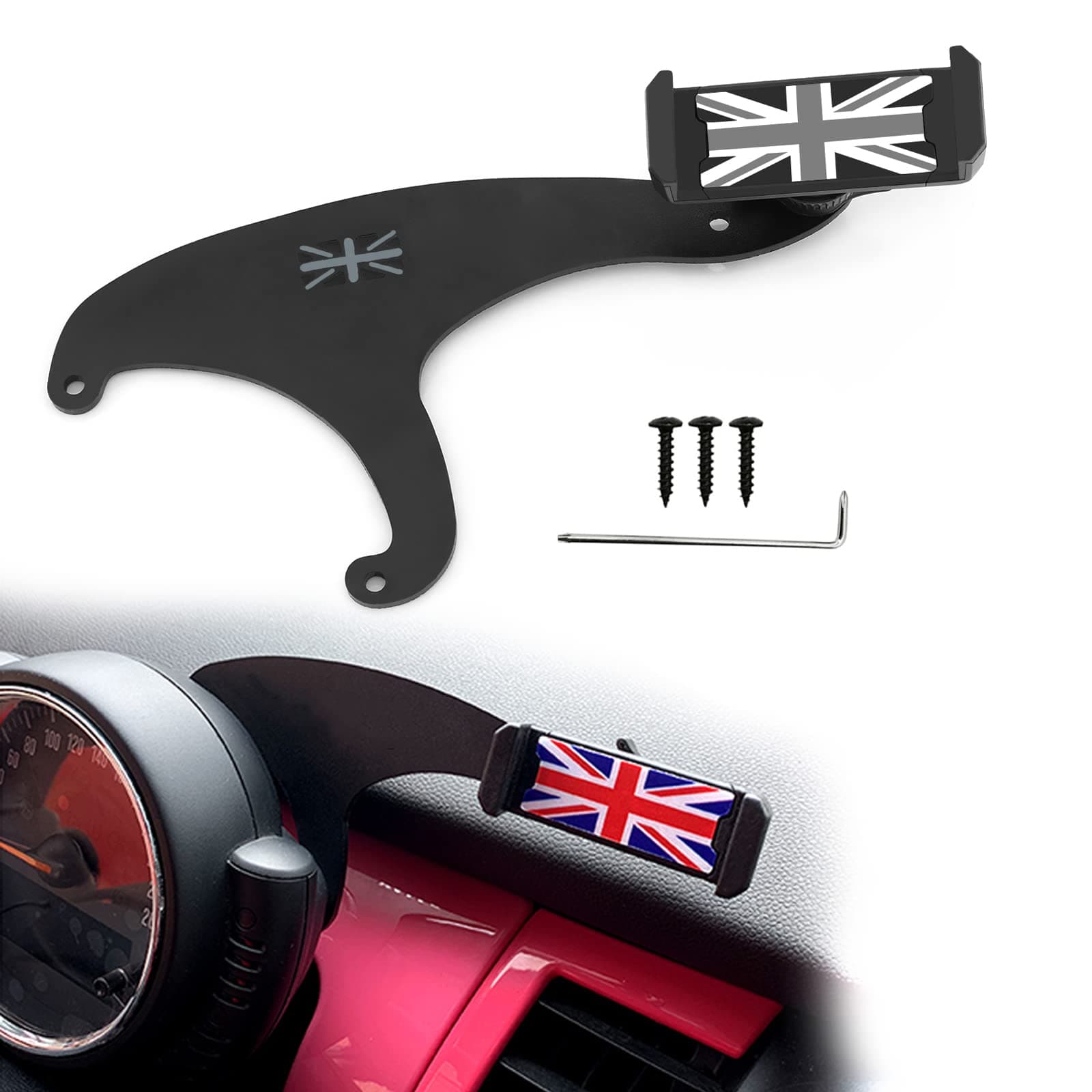 QIDIAN Auto Phone Mount Cell Phone Cup Holder with 360° Rotatable Cradle for Cooper F54 F55 F56 F57 R55 R56 R57 F60 R60 R61 Clubman Countryman Smartphone Support Basket