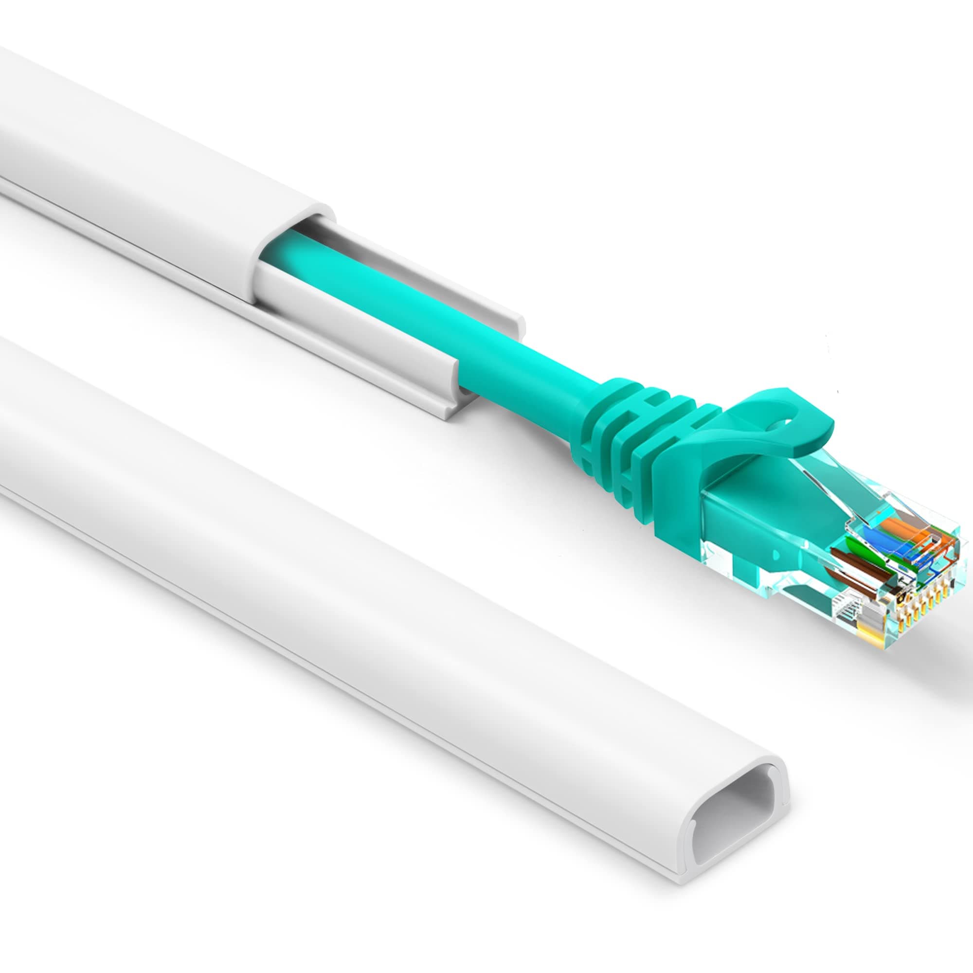 One Cord Cover Wall - 153 inch Mini Wire Hider, Wire Cover for Hiding Speaker Wire, Baby Monitor Cord - Paintable Wire Channel for Cable Concealer, 9 x L17 in W0.5 in H0.35 in, CMR05 White