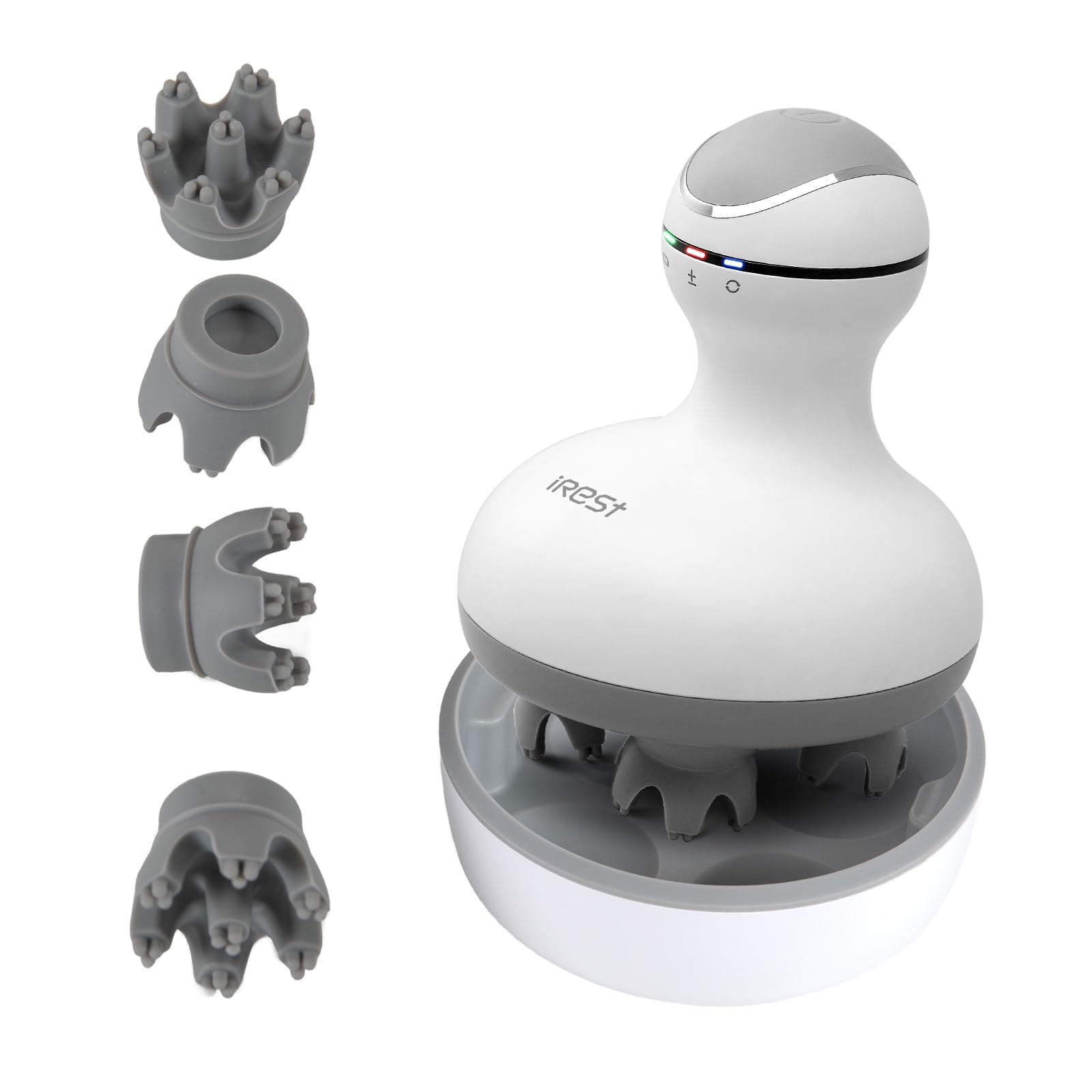 Electric Scalp Massager Handheld Portable Massager Rotating Waterproof with 4 Heads, 84 Nodes for Relieve Scalp,Stress Relax