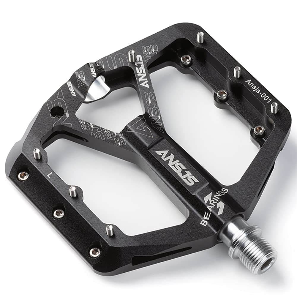 Mountain Bike Pedals,3 Bearings Bike Pedals Platform Bicycle Flat Pedals 9/16" Pedals Black MTB Pedals Metal Bike Pedals