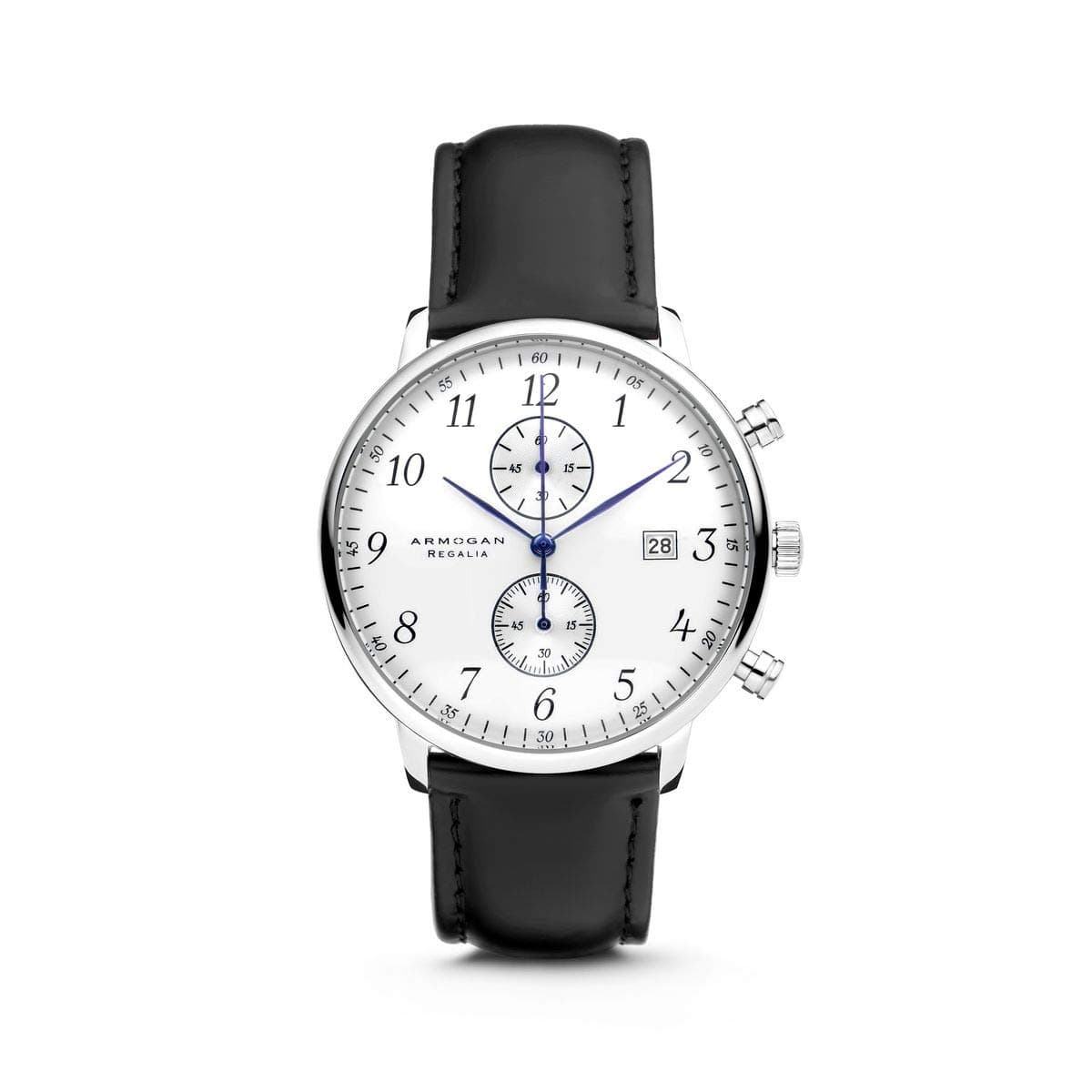 ARMOGAN Regalia - Silvered White C84 - Men's Chronograph Watch Leather Strap