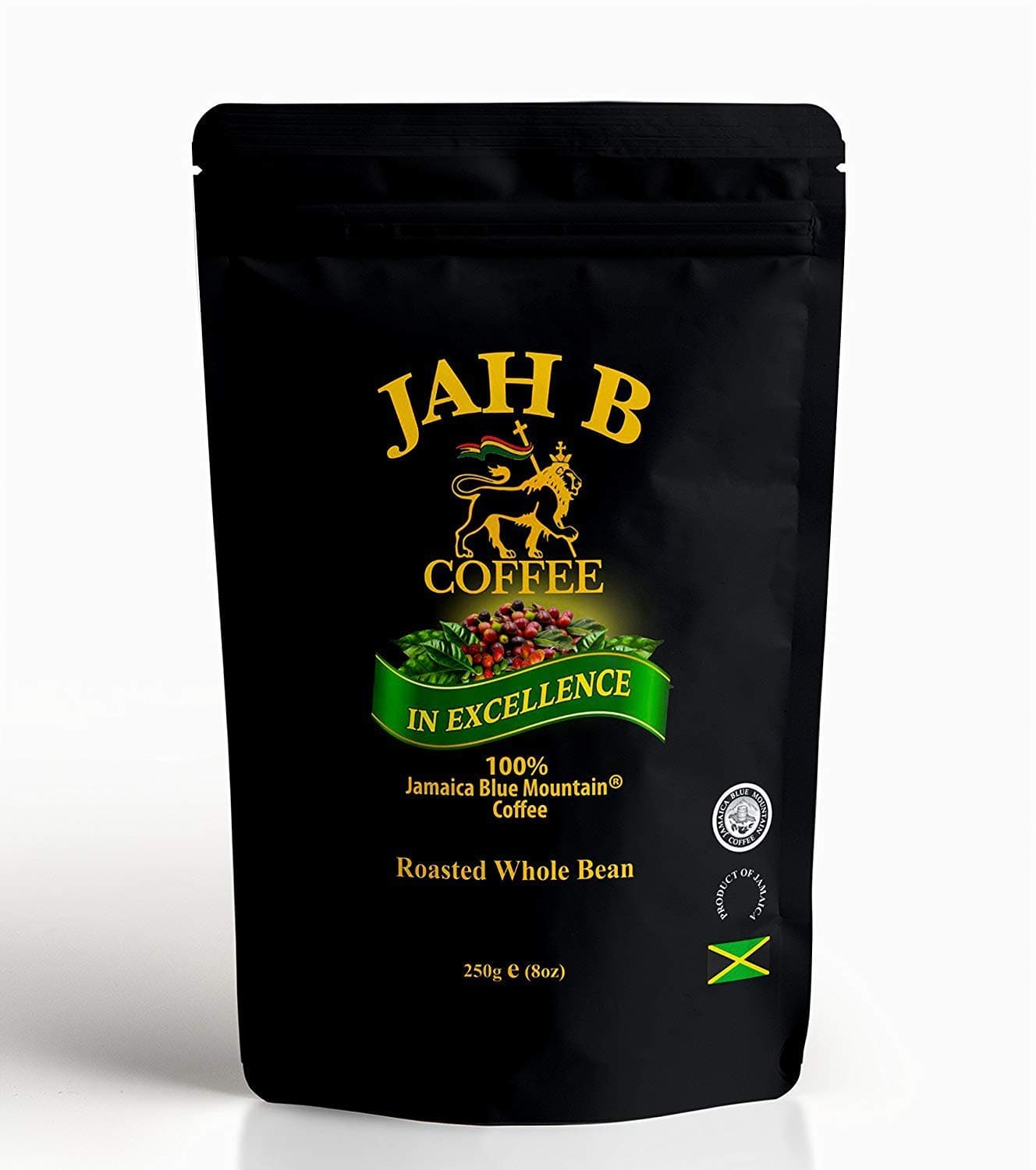 Jah B Coffee | Jamaican Blue Mountain Whole Coffee Beans/Medium Roast, Single Origin, Grade A | 8 oz. Bag