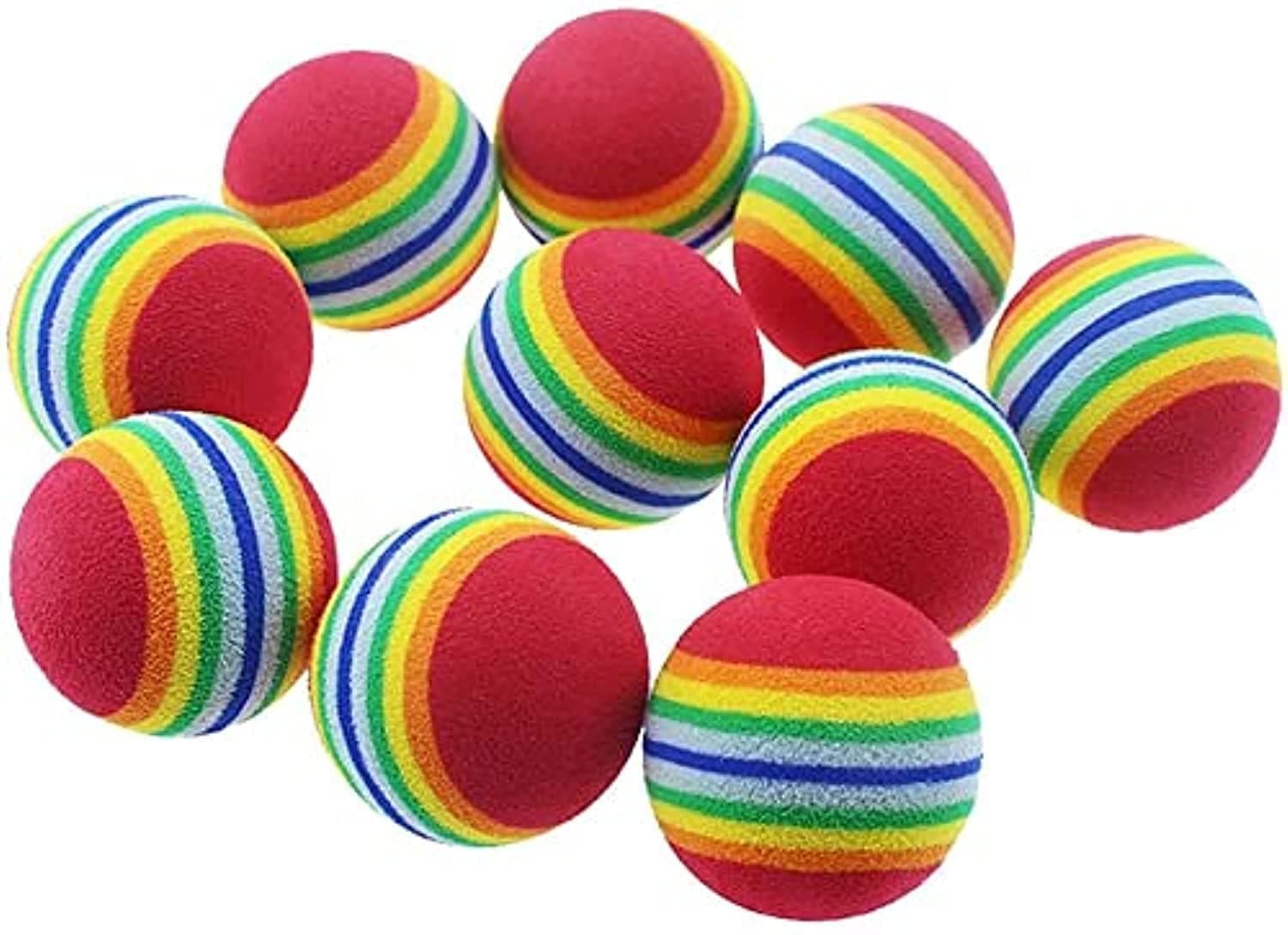 Nyganmelloz 10 Pcs Rainbow Ball Dog Cat Kids Toys 35 mm Golf Practice Balls Small Dogs Puppies Toy Balls Bulk Activity Chase Quiet Play Sponge Ball