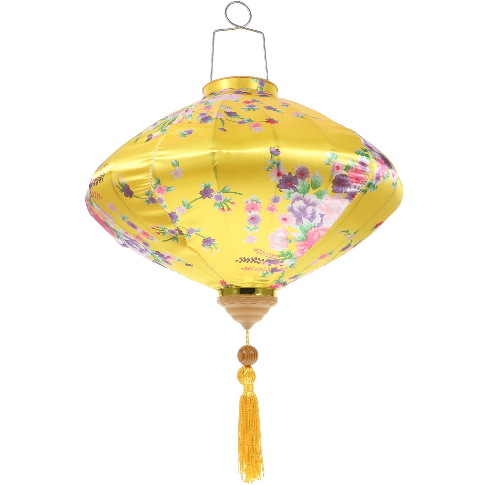 Oval Silk Vietnamese Japanese Hanging Oval Hoian Lamp Asian Vietnam Flower Oriental Festive Lamp Wedding Decor