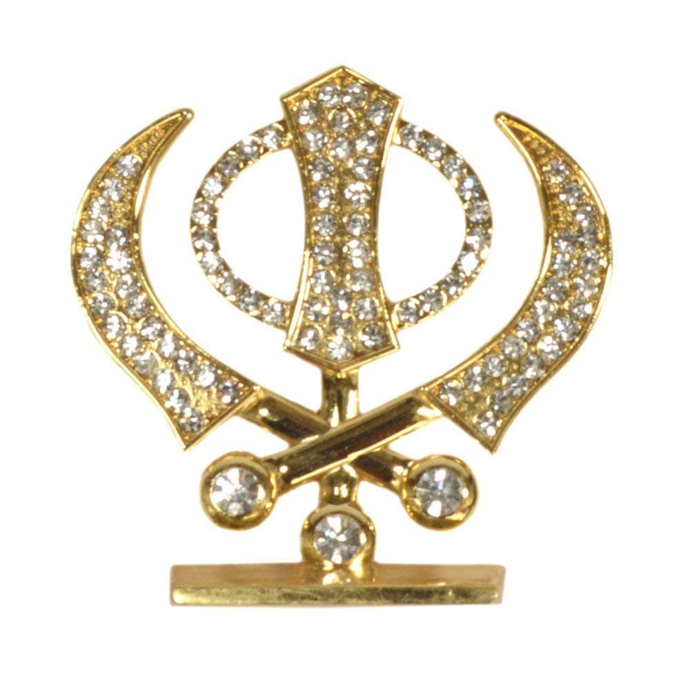 Targets Store Sikh Religious Symbol 'Khanda' Showpiece Statue for Car Dashboard, Home, Office Table(Khanda Symbol in Gold Colour Studded)