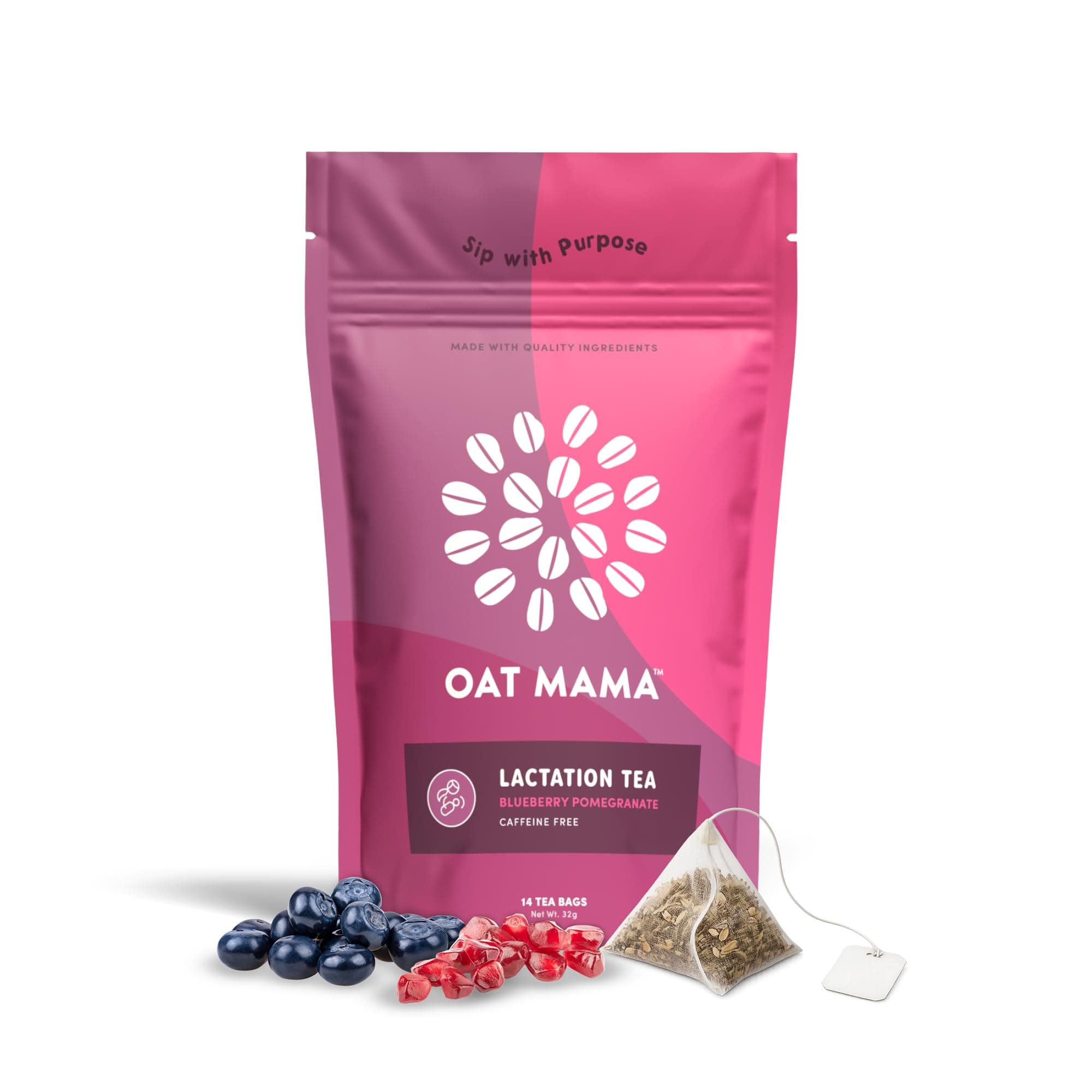 Oat Mama Flavored Lactation Tea for Breastfeeding Moms - Fruity Blueberry Pomegranate Flavor | Breastfeeding Essentials for Milk Supply Increase | Organic Lactation Support & Postpartum Recovery