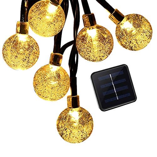 Mieres Decoration Lamps, Starry String Crystal Ball Covers, Waterproof Security Atmosphere Solar Light for Christmas, Holiday, Homes Ambiance, 30 LED, Warm White