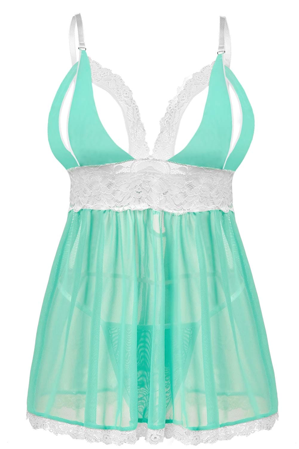 Donnalla Women Plus Size Lingerie Set Sexy Lace Babydoll Lingerie Dress Chemise Sleepwear with Thong