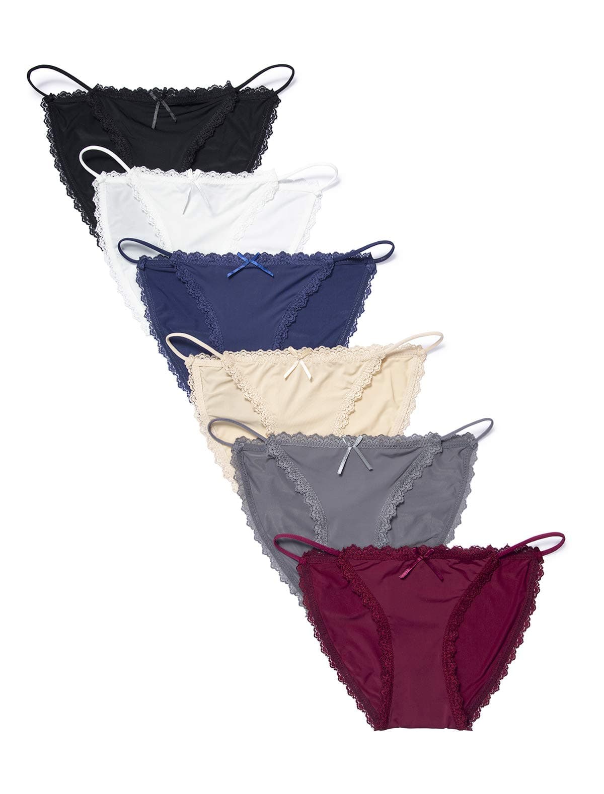 Womens String Bikini Cotton and Silk Lace Two Versions Panties 4-6 Pack Sexy Underwear Briefs USA SIZE: XS-XL