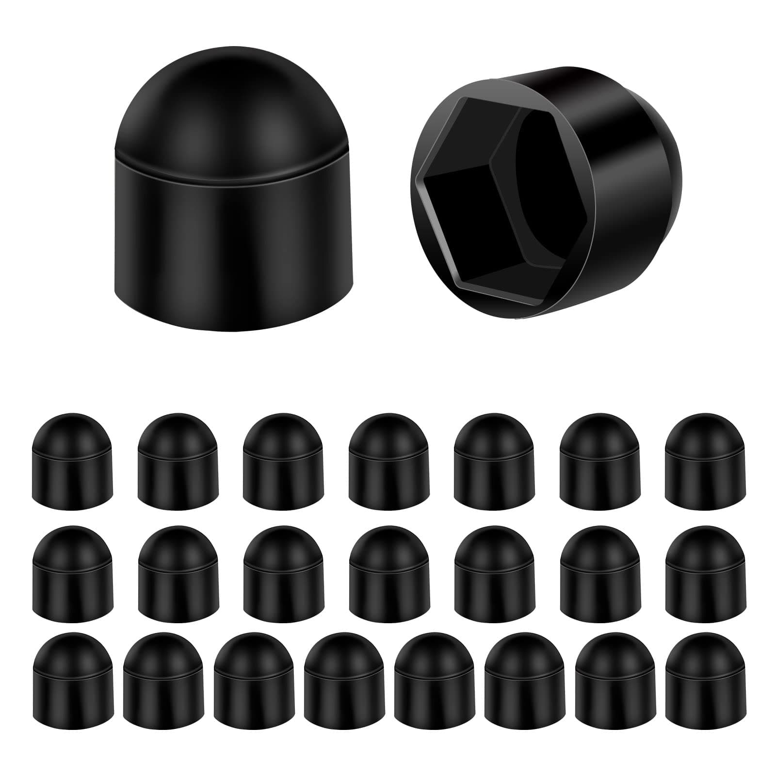 oumuik Bolt Cover M6 / 10mm Spanner Screw Nut Protective Sleeve Hex Nut Decorative Cap Black Plastic (Pack of 24)