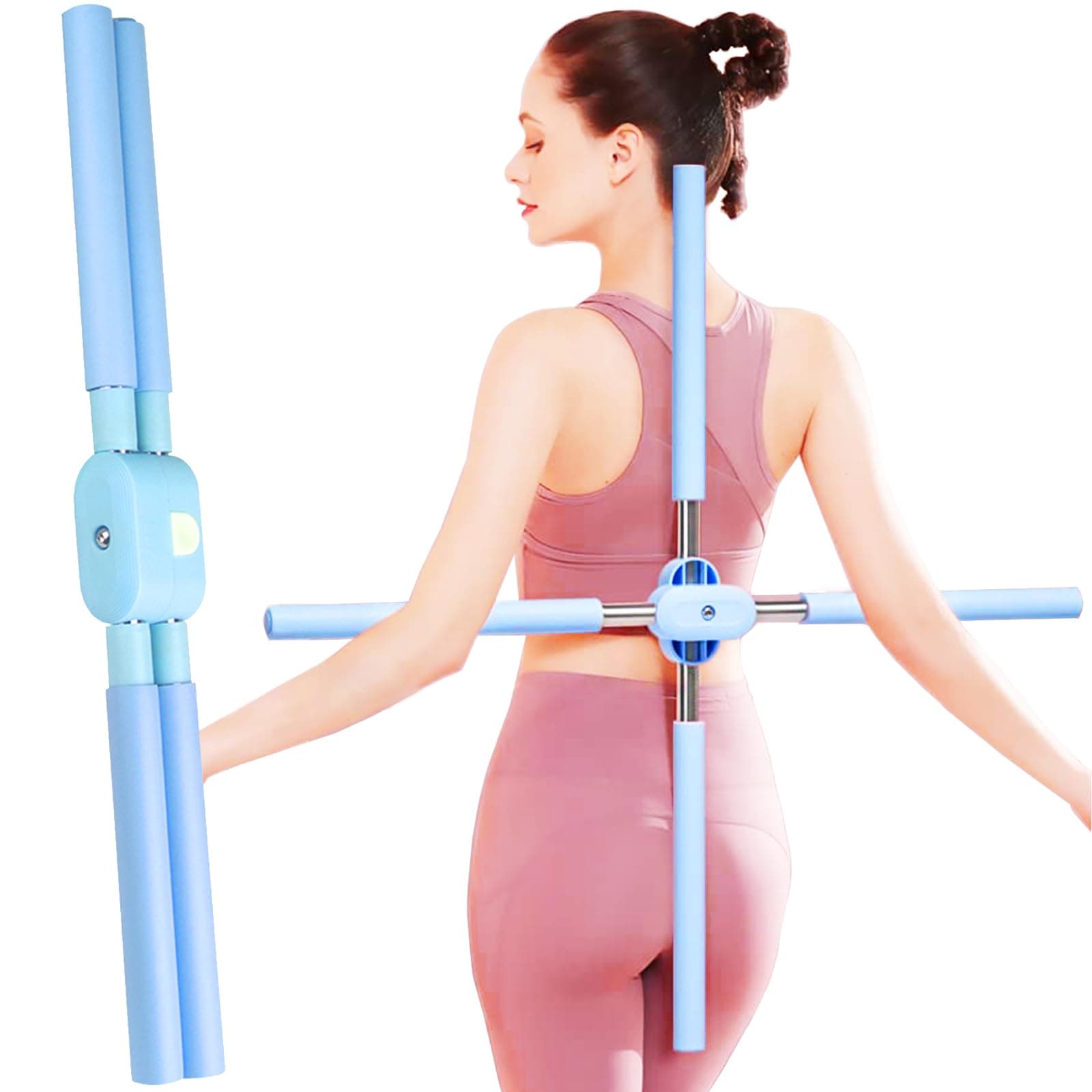 Posture Corrector, Yoga Sticks Stretching Tool, Yoga Training Sticks for Posture, Back Straightener Posture Corrector, Retractable Design Humpback Correction Stick for Adult and Child