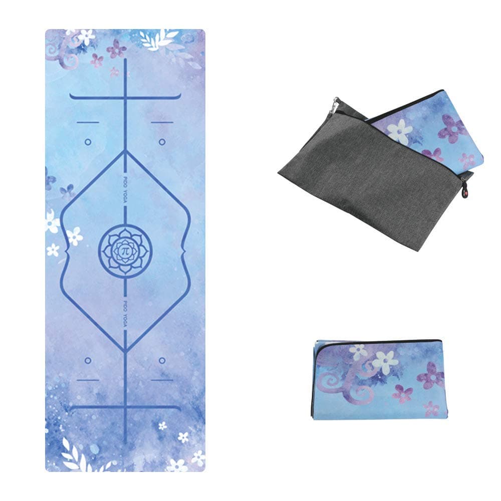 PIDO Printed Travel Yoga Mat Eco Suede Rubber Light Weight Traveling Mat 1.5mm Thin Non Slip For Yoga Studio and Home Yoga,Coming with Carrying Bag (Ocean lost)
